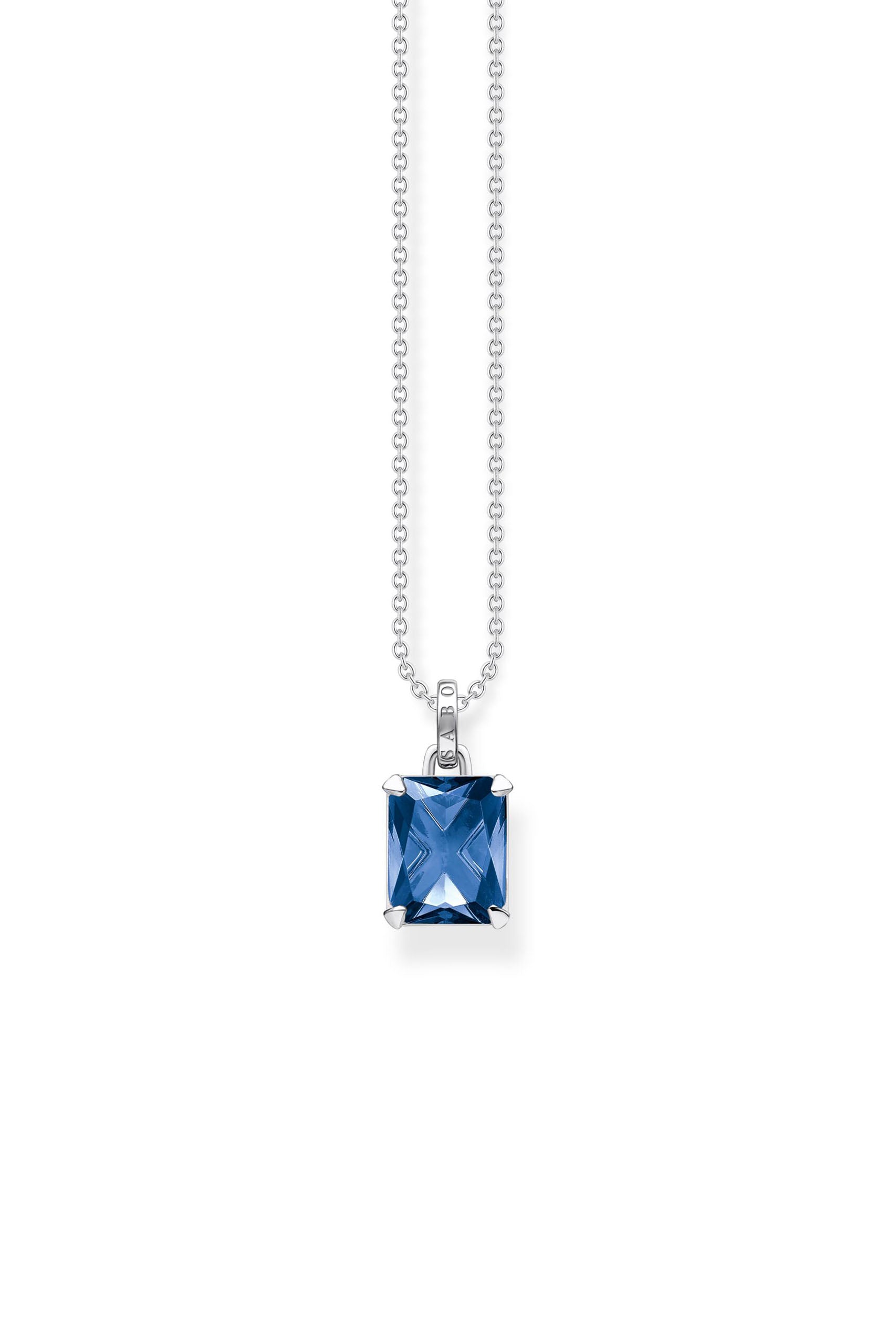 Thomas Sabo Blue stone hopeinen kaulakoru Säädettävä:40/45cm