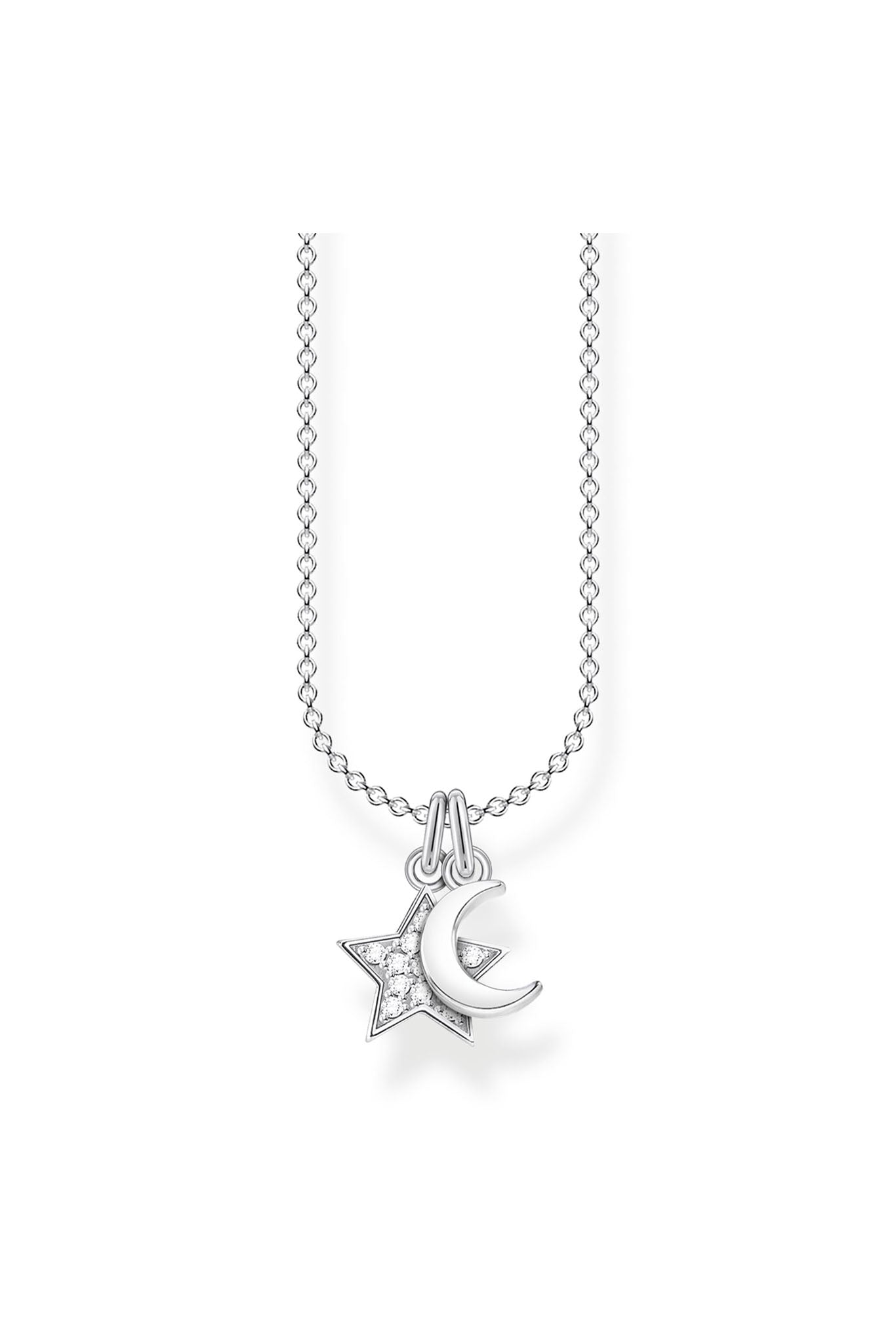 Thomas Sabo Kuu ja tähti hopeinen kaulakoru Säädettävä:38/45cm