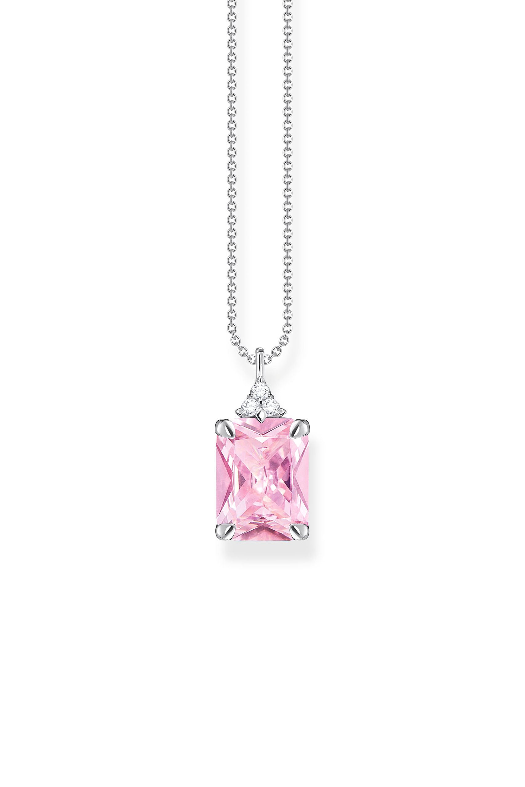 Thomas Sabo Pink and white stones hopeinen kaulakoru Säädettävä:40/45cm
