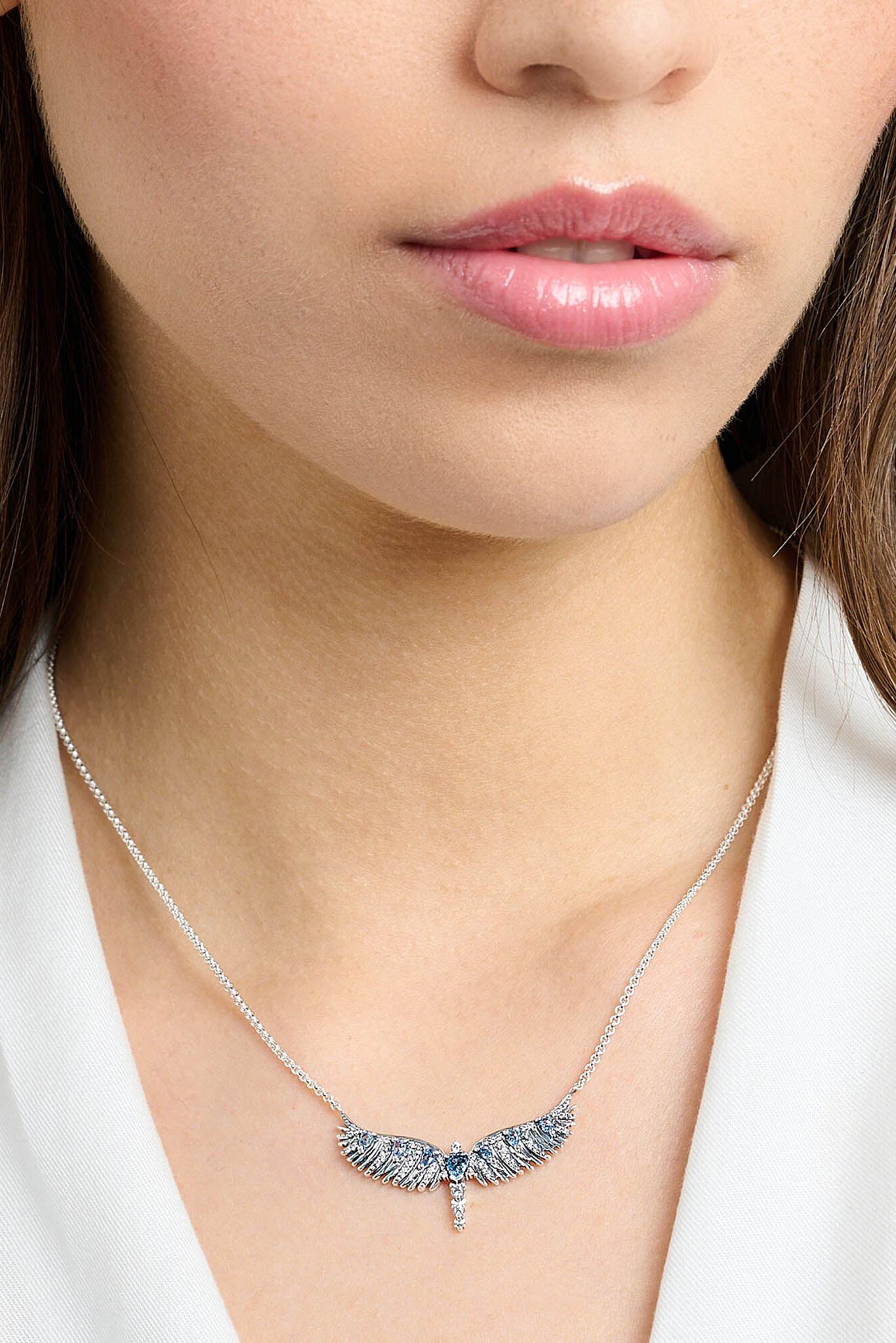 Thomas Sabo Phoenix Wing Blue Stones kaulakoru Säädettävä:40/45cm
