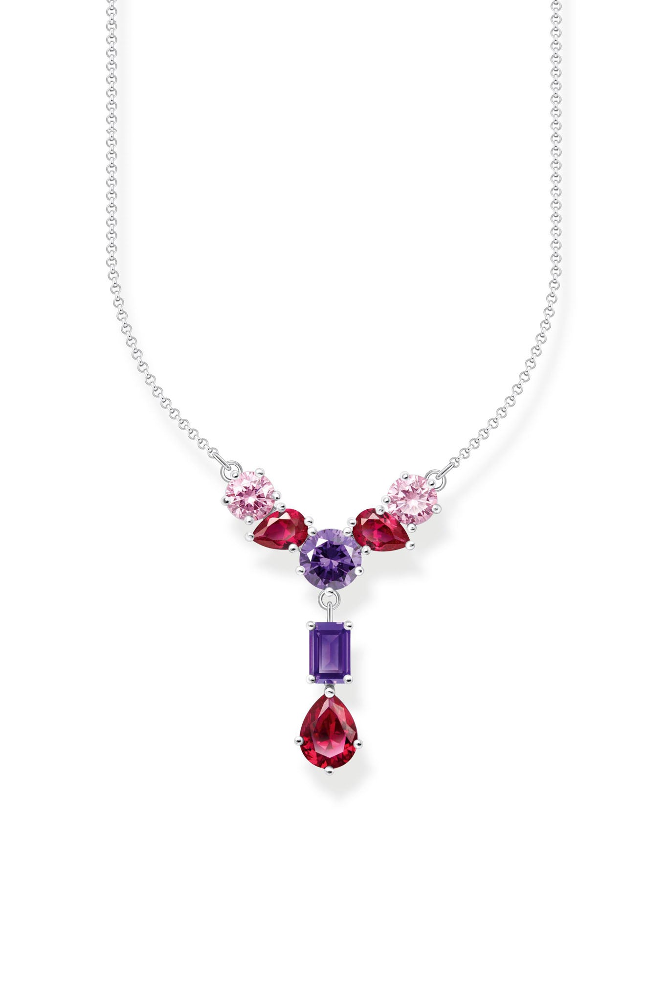 Thomas Sabo Y zirconia violet hopeinen kaulakoru