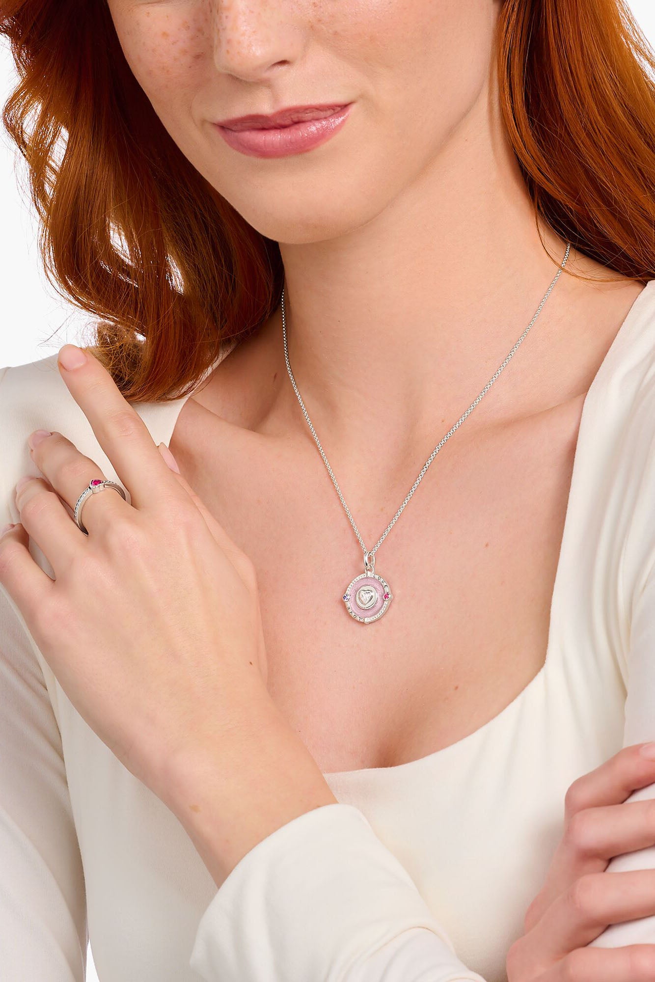 Thomas Sabo Love pinkki hopeinen kaulakoru