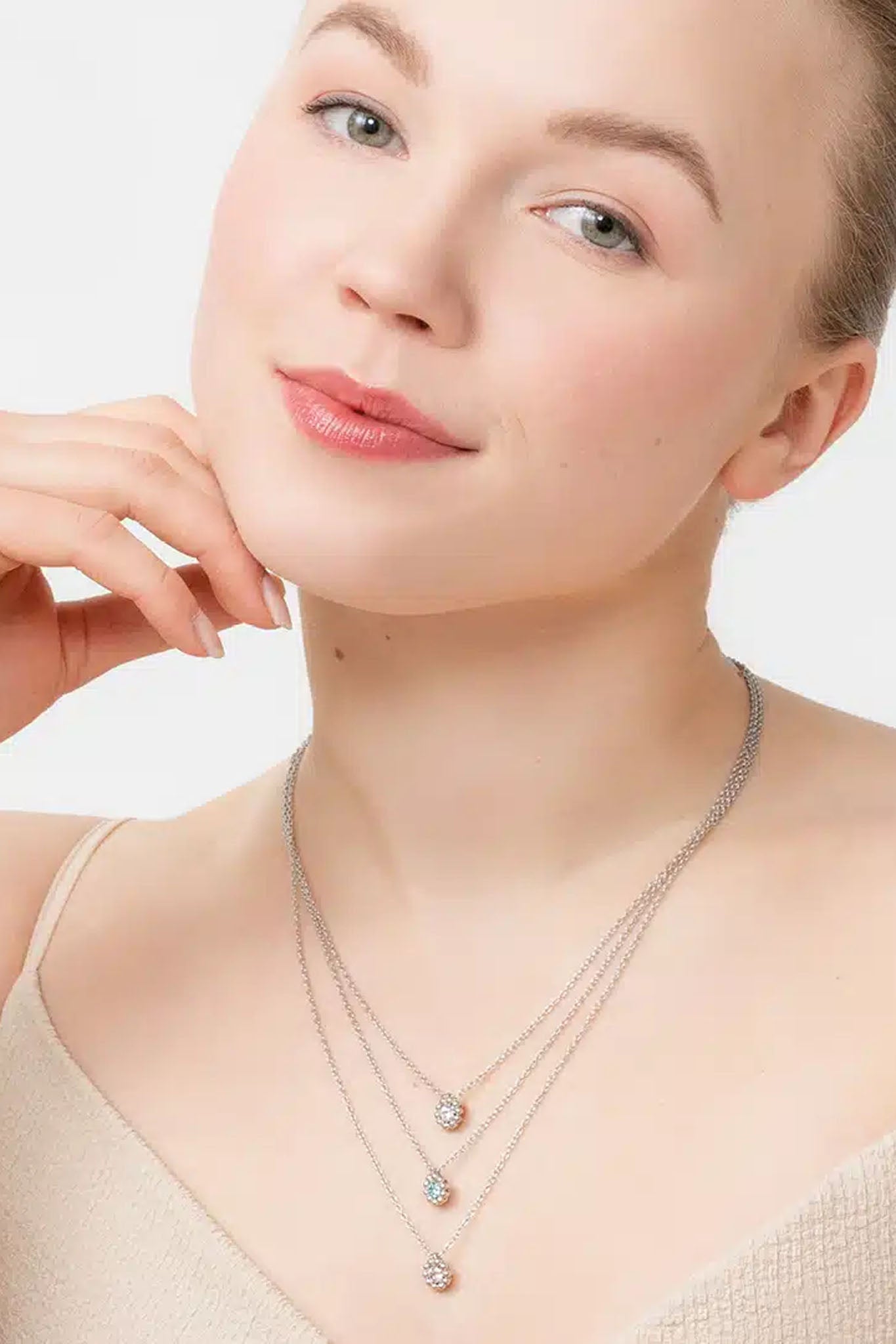 Lumoava Daisy pinkki hopeinen kaulakoru