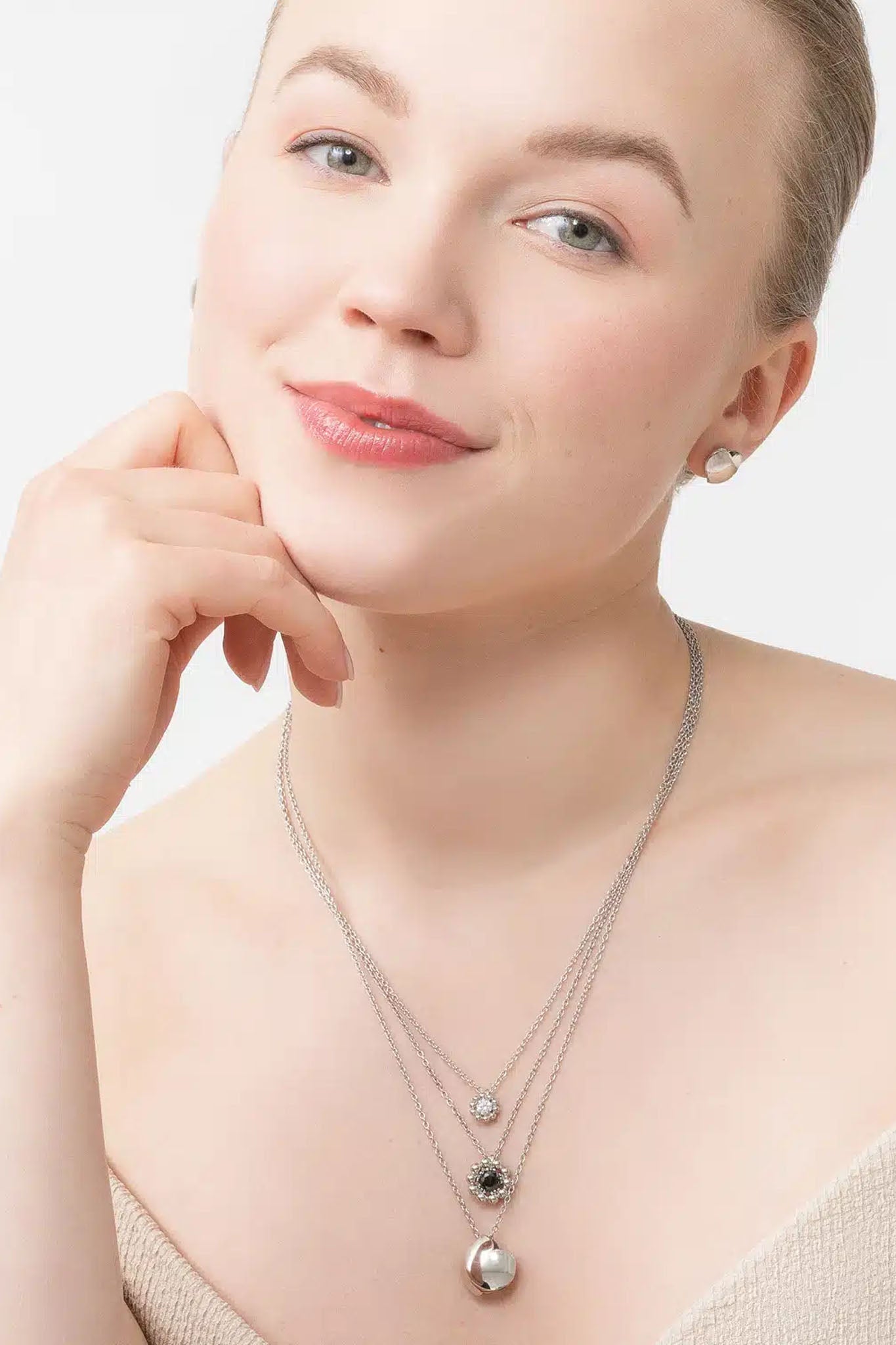 Lumoava Daisy pinkki hopeinen kaulakoru