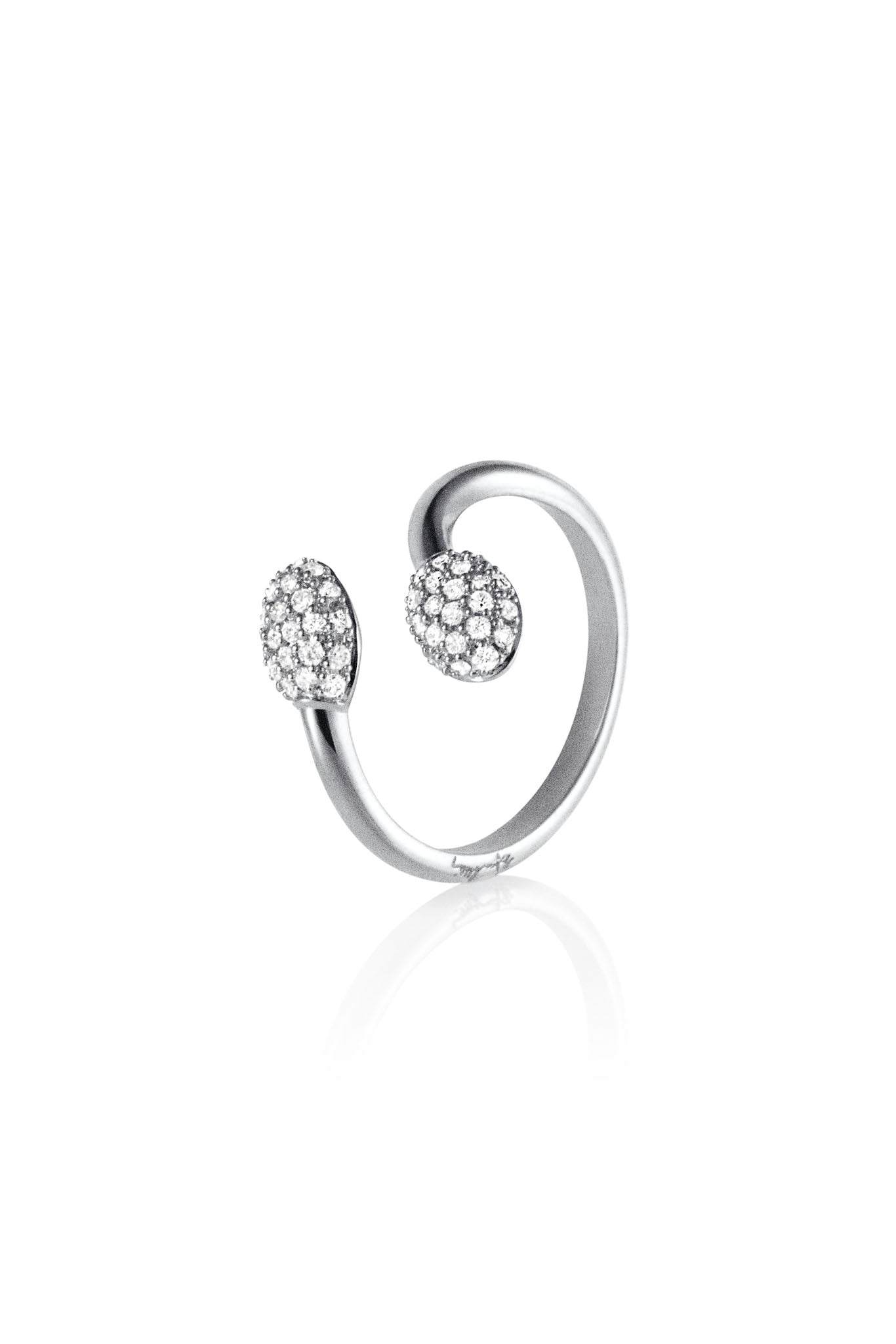 Efva Attling Love Bead & Stars Twin Ring valkokultainen timanttisormus