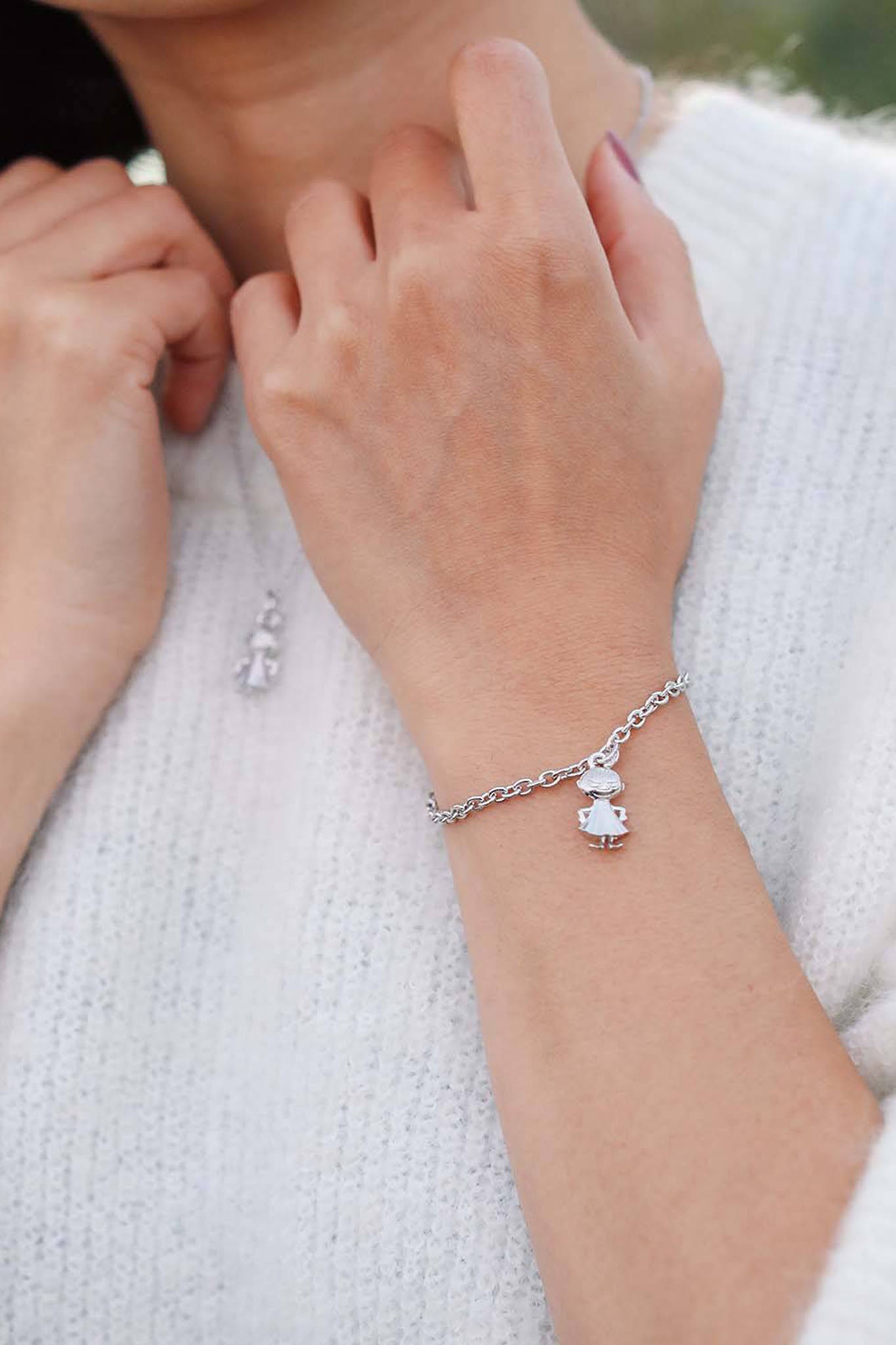 Lumoava x Moomin Pikku Myy hopeinen kaulakoru Säädettävä:45/50cm