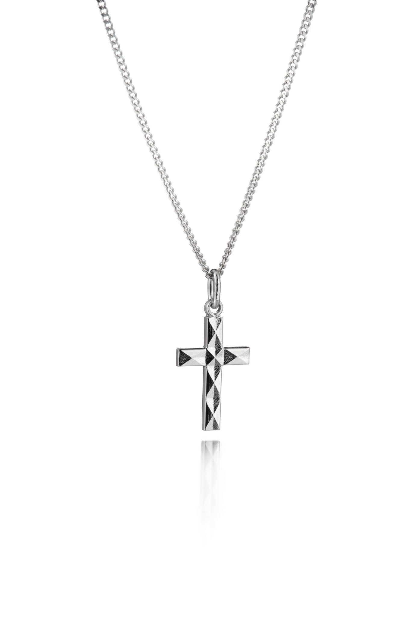 Saurum geometrinen hopeinen ristiriipus