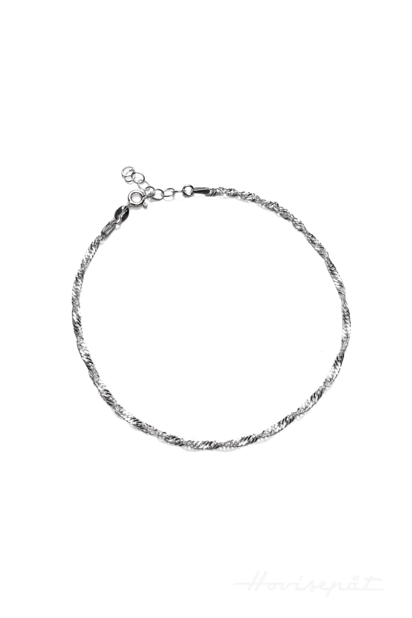 Hopeinen nilkkaketju kierretty Säädettävä:23/26cm