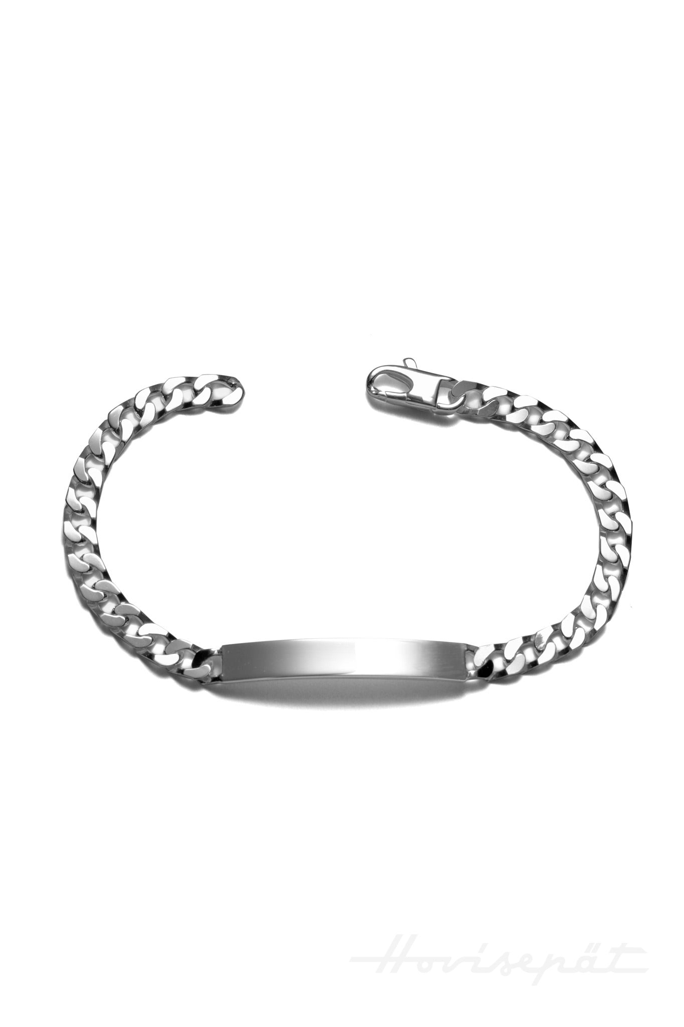 Hopeinen panssariketju rannekoru laatalla 21cm