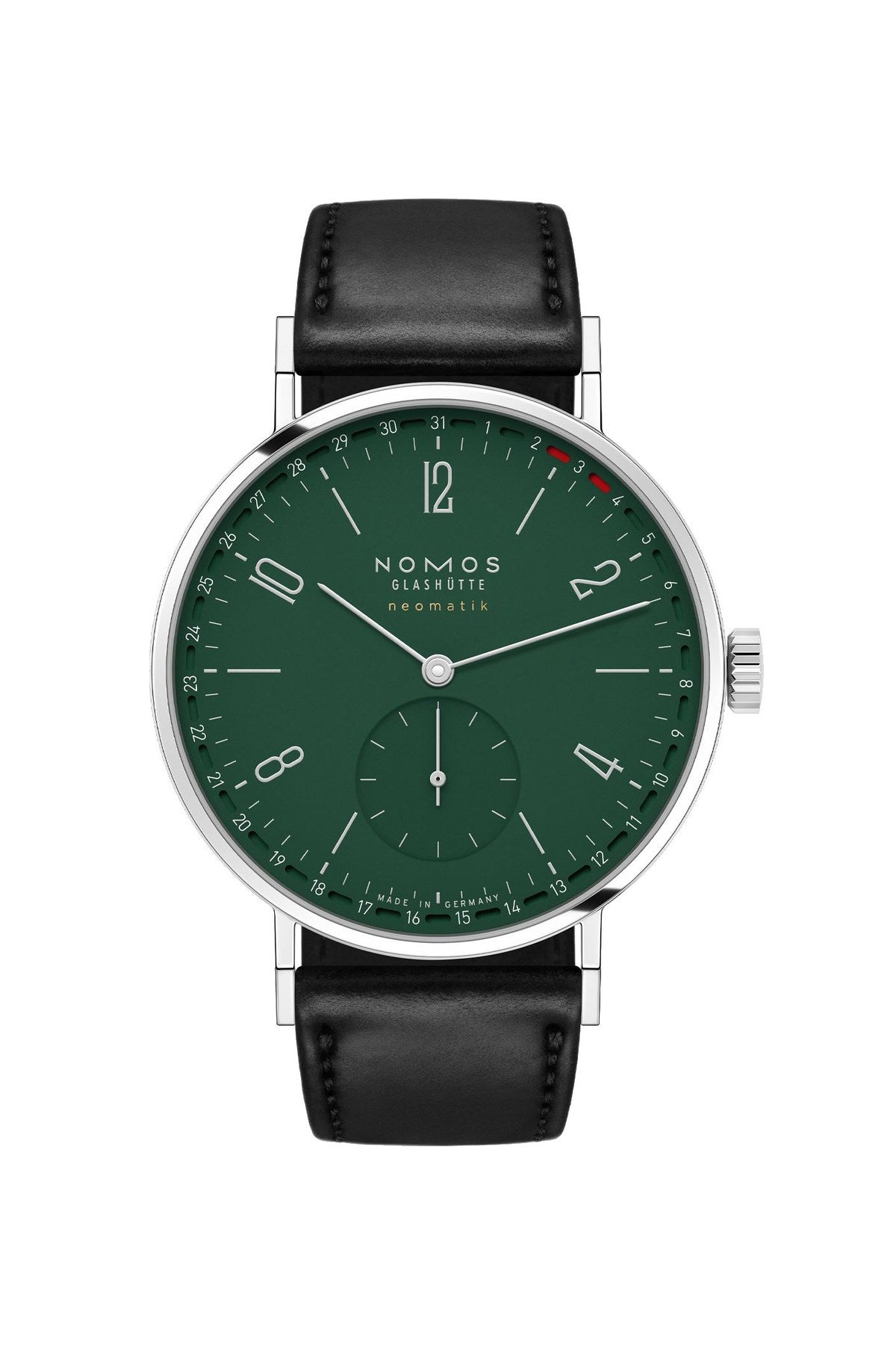 Nomos Tangente neomatik 38 Update forest green 148 edestä valkoisella taustalla