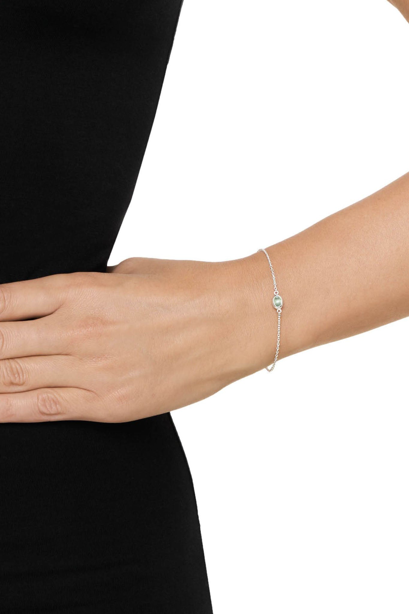 Efva Attling Love Bead Bracelet - Green Quartz hopeinen rannekoru