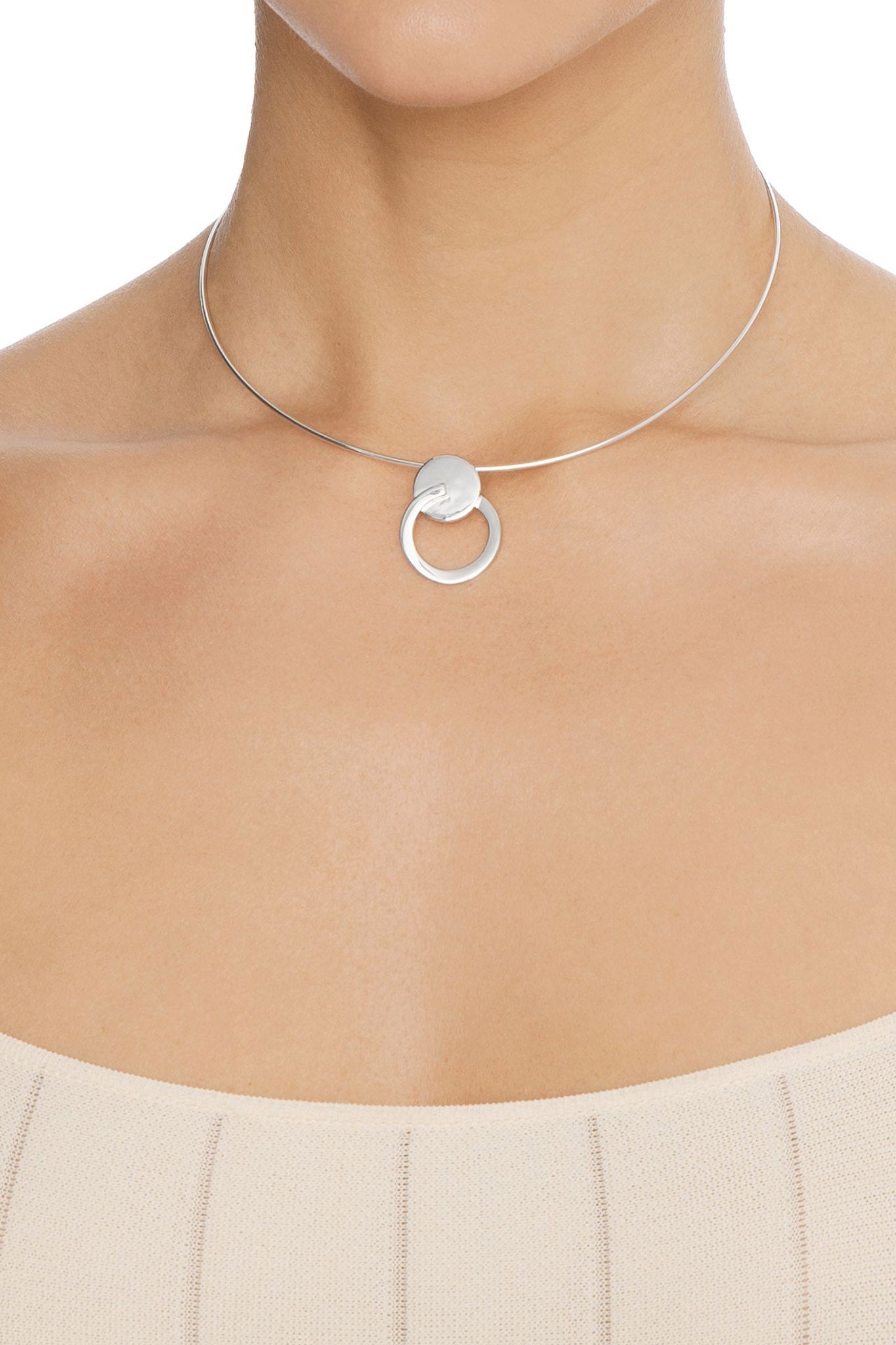 Efva Attling Tubular Bell hopeinen kaulakoru