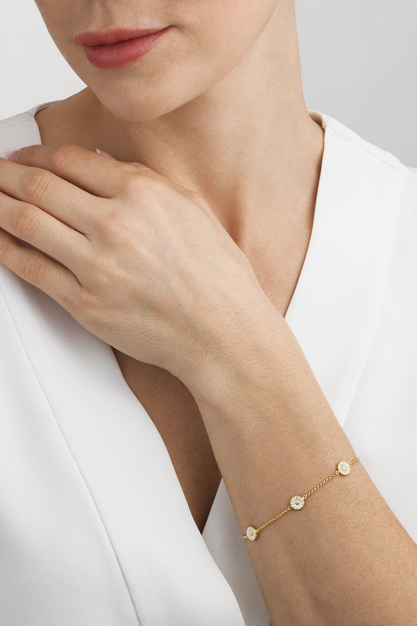 Georg Jensen Daisy kullattu hopeinen rannekoru