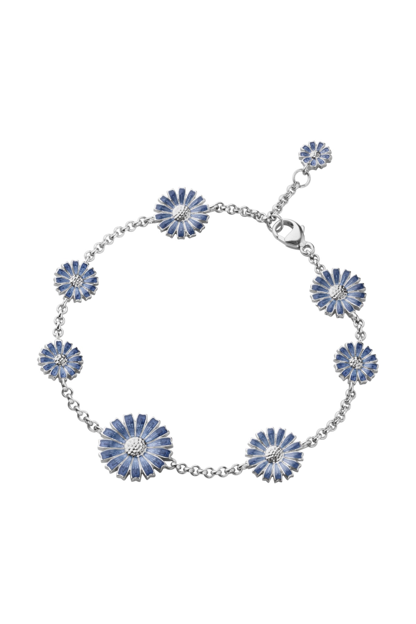 Georg Jensen Daisy sininen emali hopeinen rannekoru