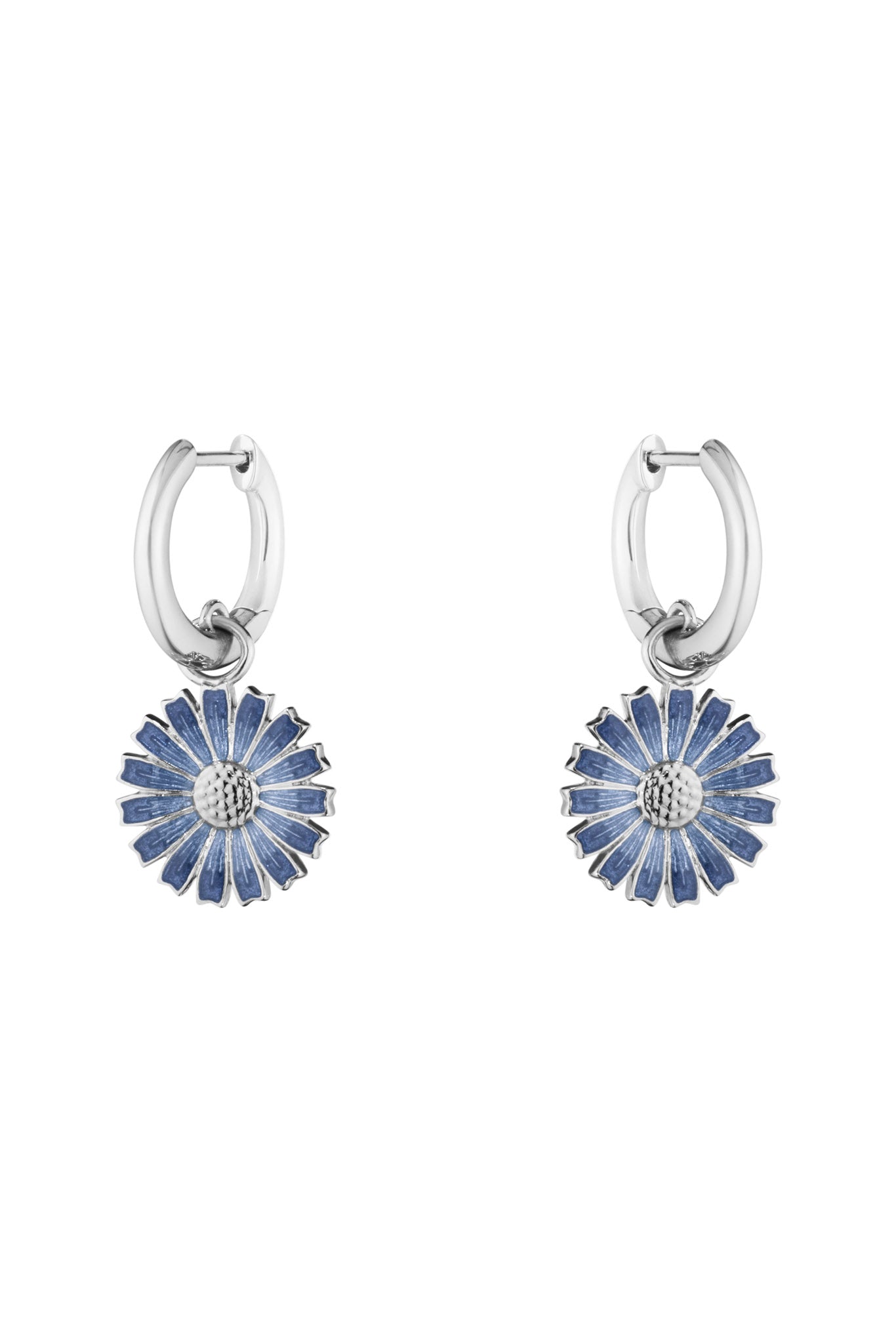 Georg Jensen Daisy sininen emali hopeiset korvarenkaat