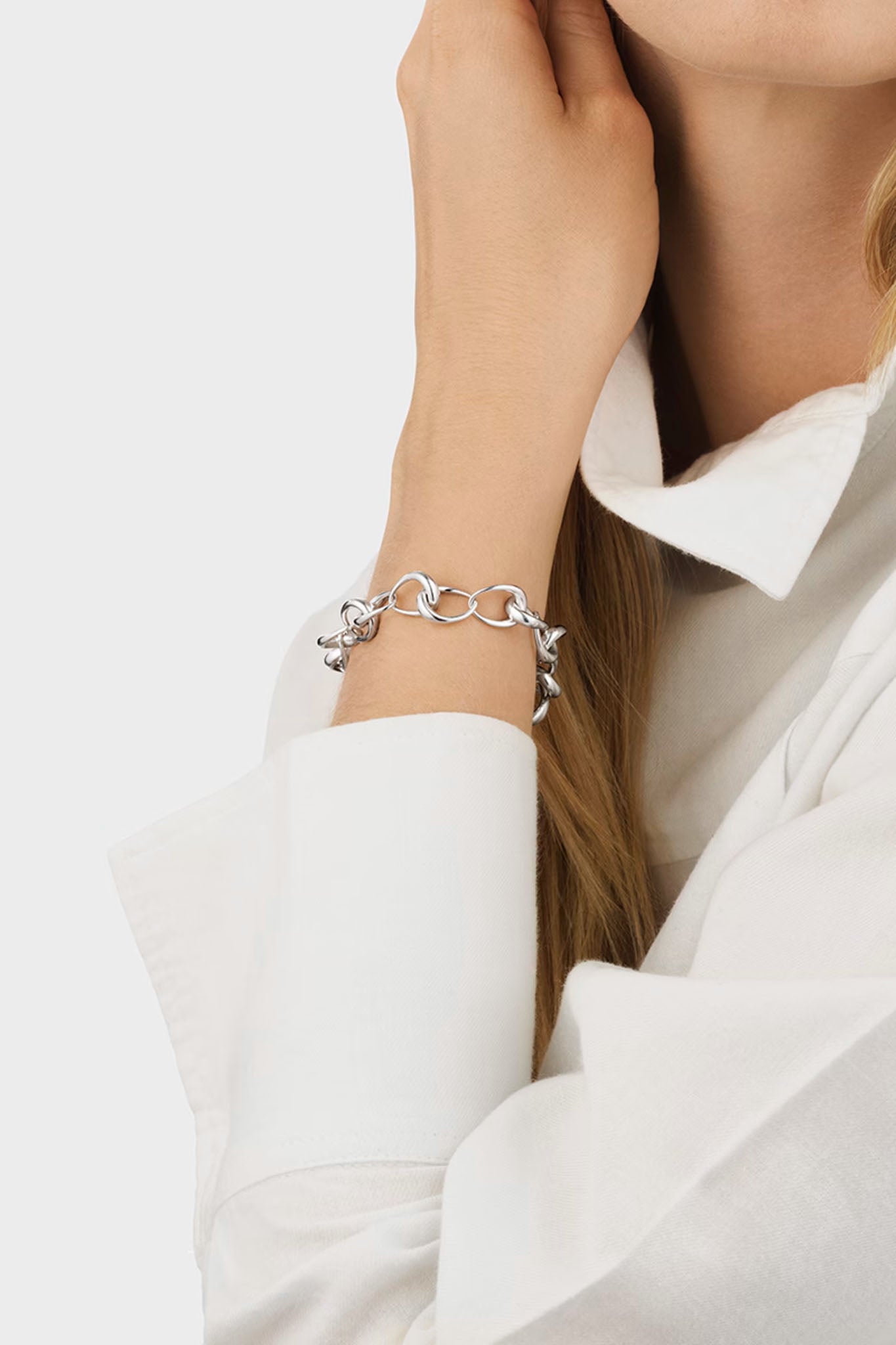 Georg Jensen Offspring Link hopeinen rannekoru