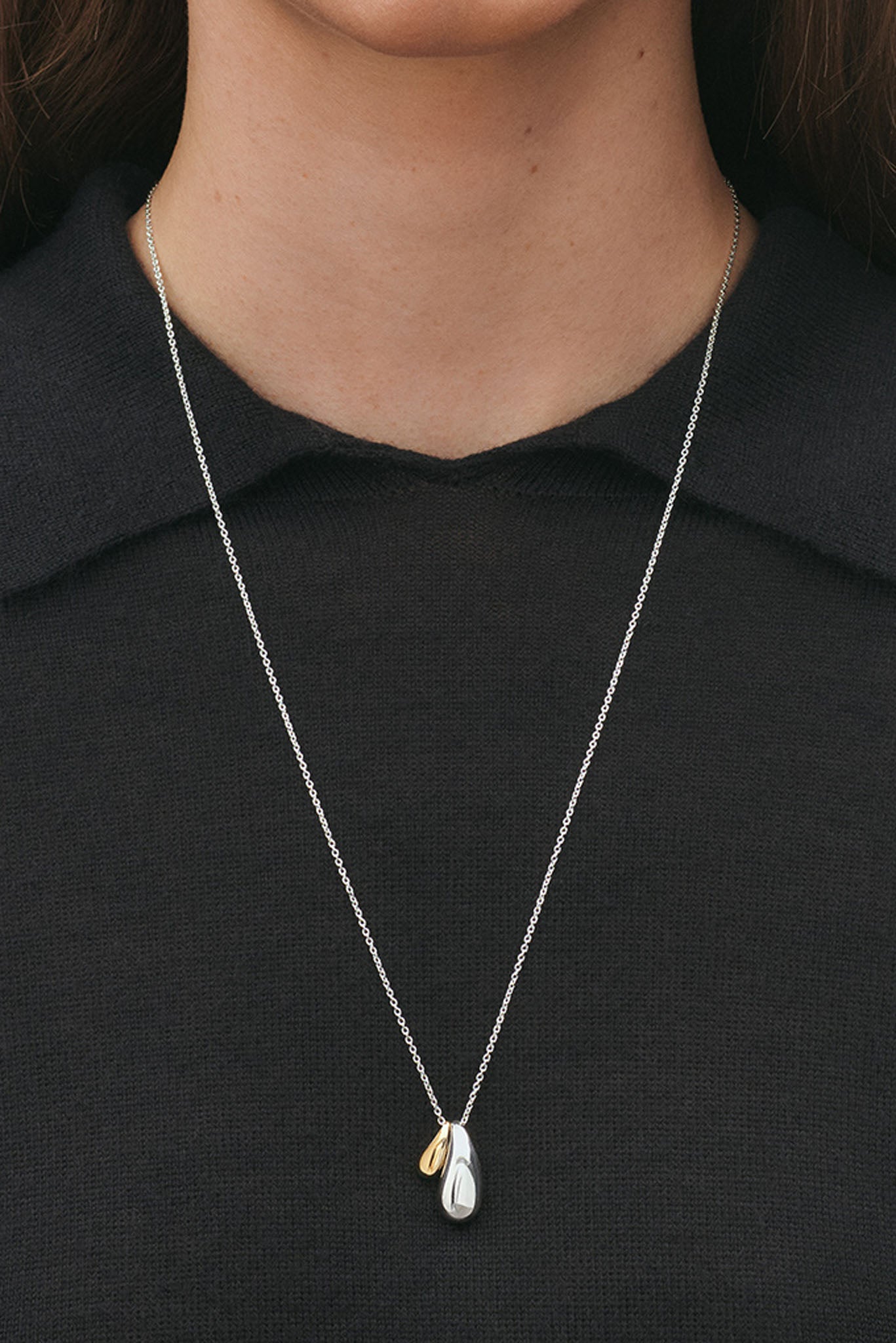 Georg Jensen Reflect Double Drop kaulakoru, hopea ja kulta