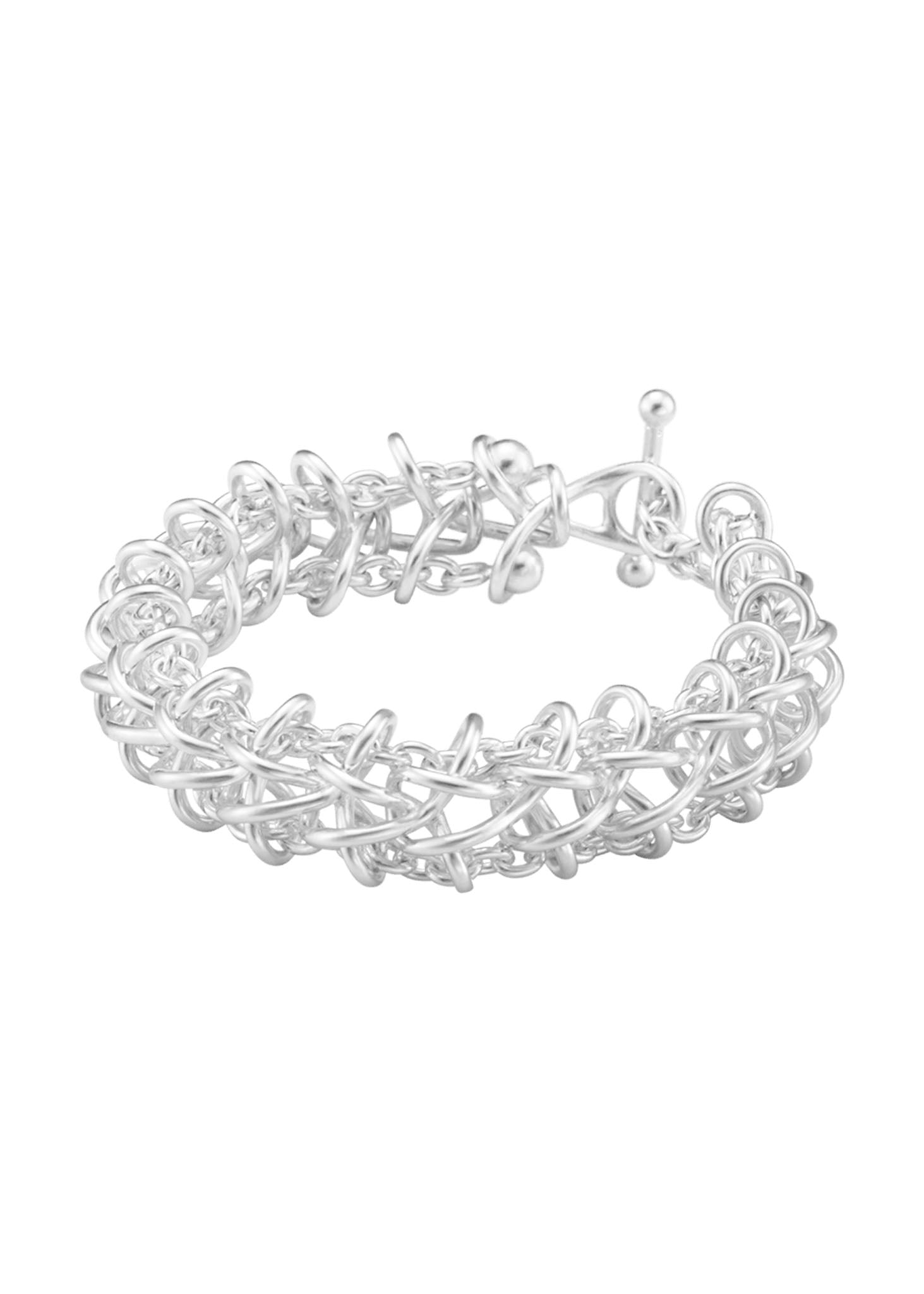 Georg Jensen Weft Double Link hopeinen rannekoru