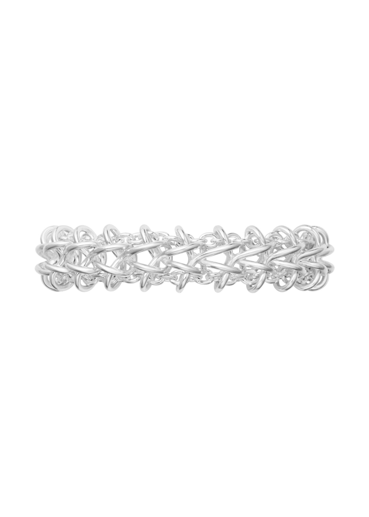 Georg Jensen Weft Double Link hopeinen rannekoru