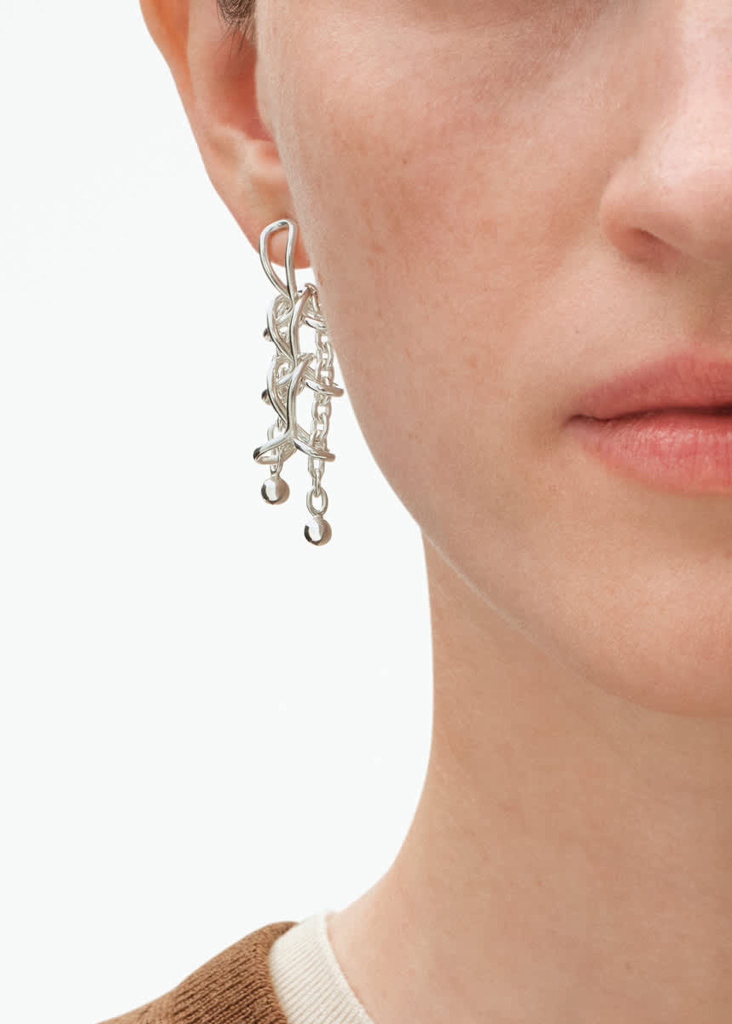 Georg Jensen Weft Double Link hopeiset korvakorut