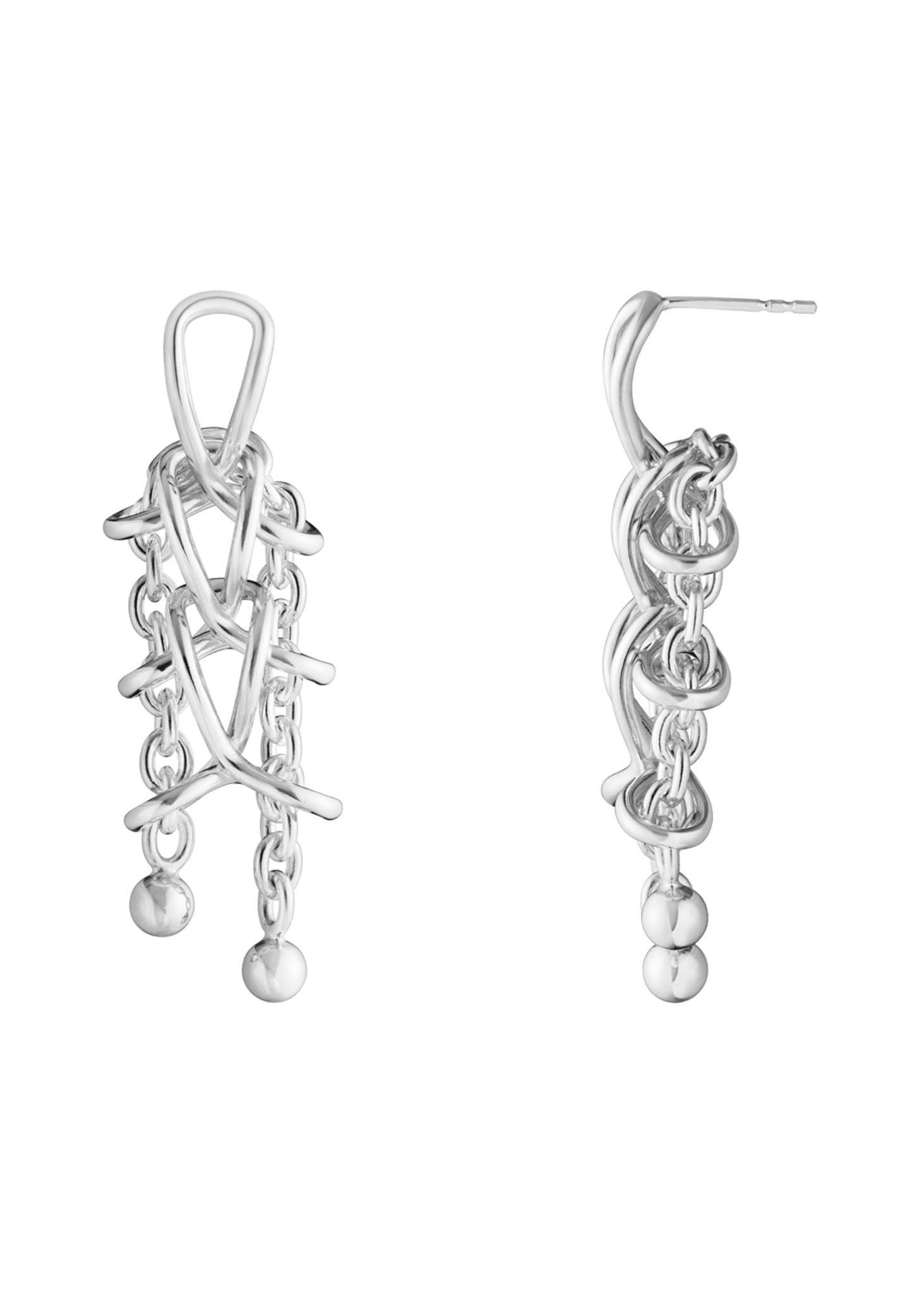 Georg Jensen Weft Double Link hopeiset korvakorut