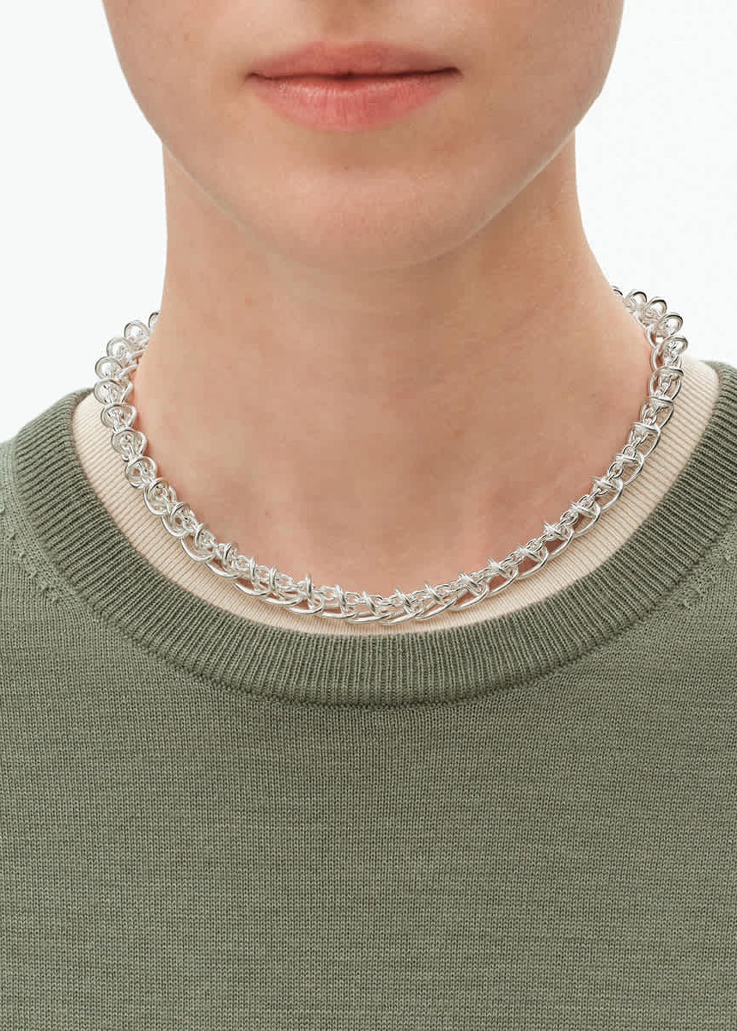 Georg Jensen Weft single link hopeinen kaulakoru