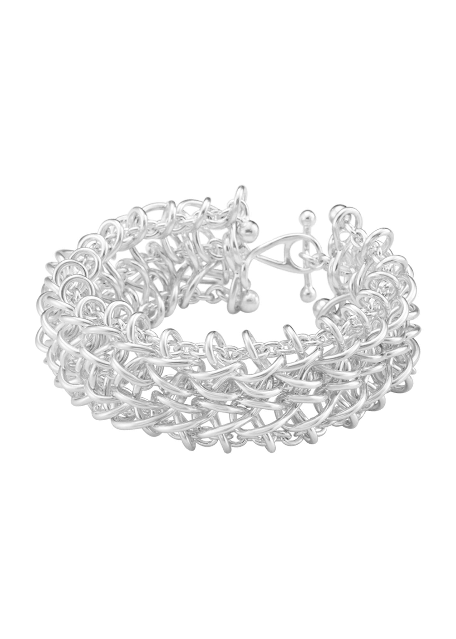 Georg Jensen Weft Triple Link hopeinen rannekoru