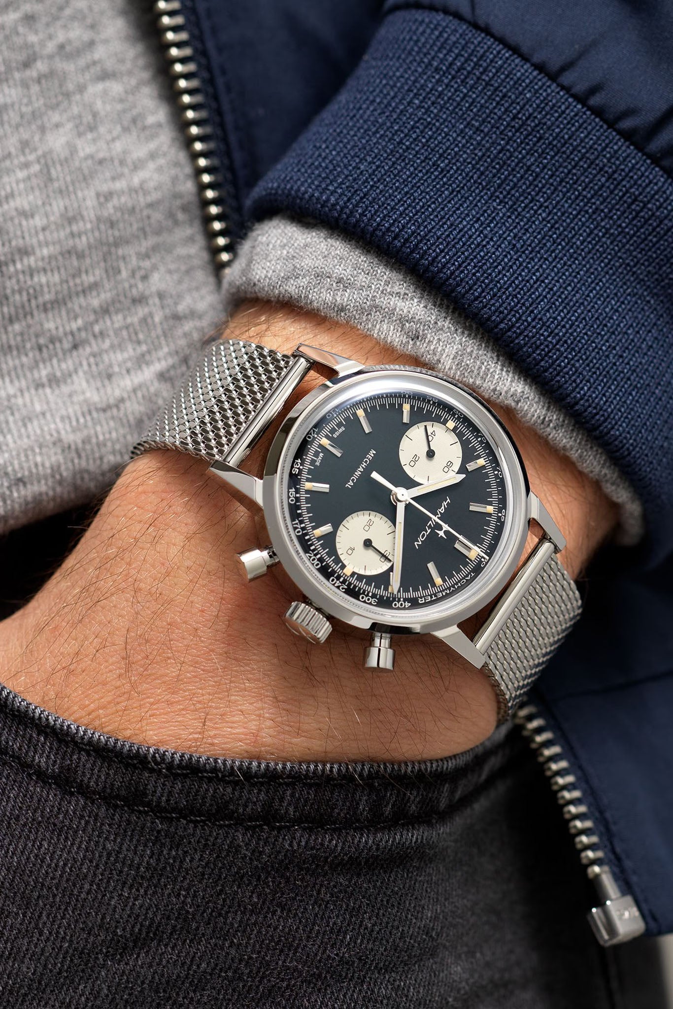 Hamilton Intra-Matic Chonograph H Mechanical rannekello