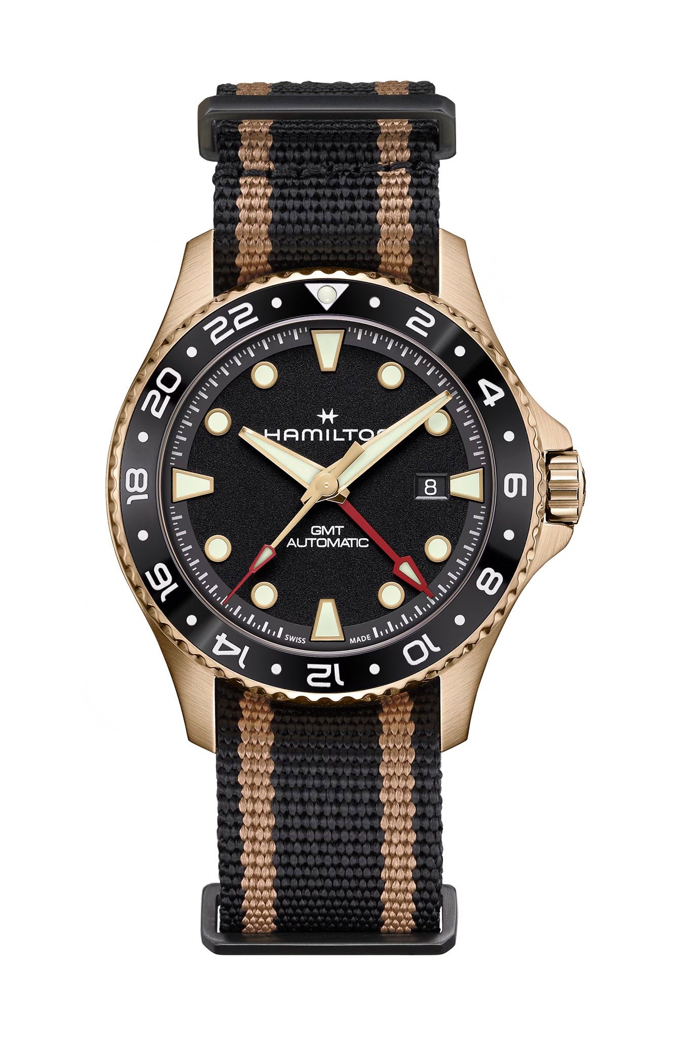 Hamilton Khaki Navy Scuba Automatic GMT 43mm Bronze rannekello