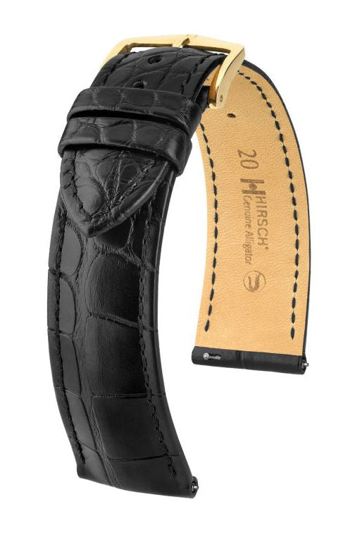 Hirsch Genuine Alligator kelloranneke, musta