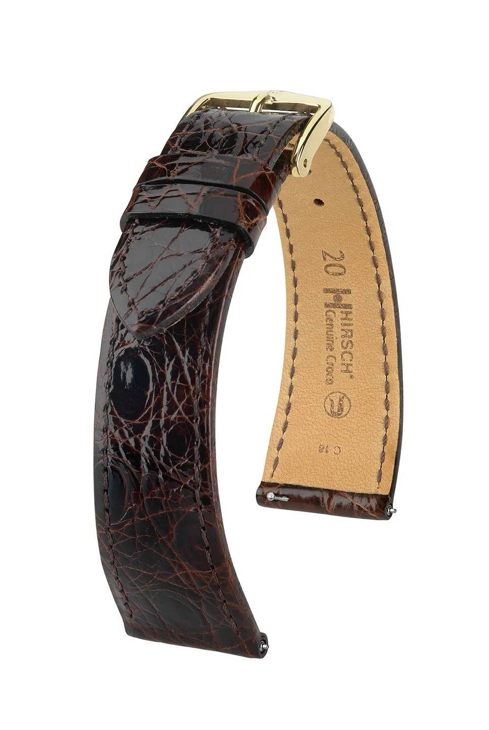 Hirsch Genuine Croco M Brown Shiny kellon ranneke