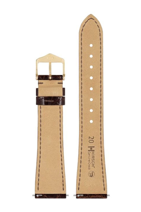 Hirsch Genuine Croco kelloranneke, ruskea, kiiltävä