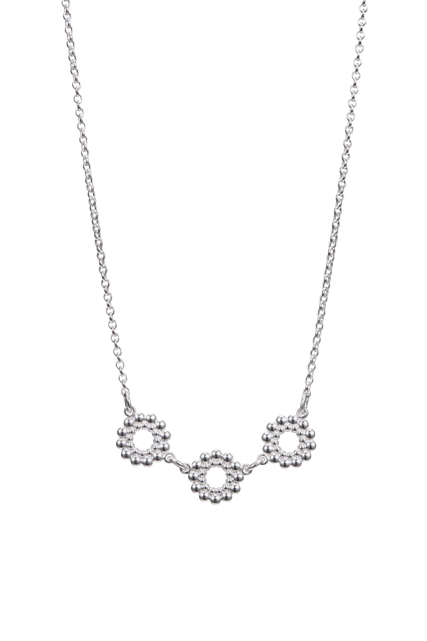 Kalevala Valoisa-kaulakoru kolmiosainen hopea