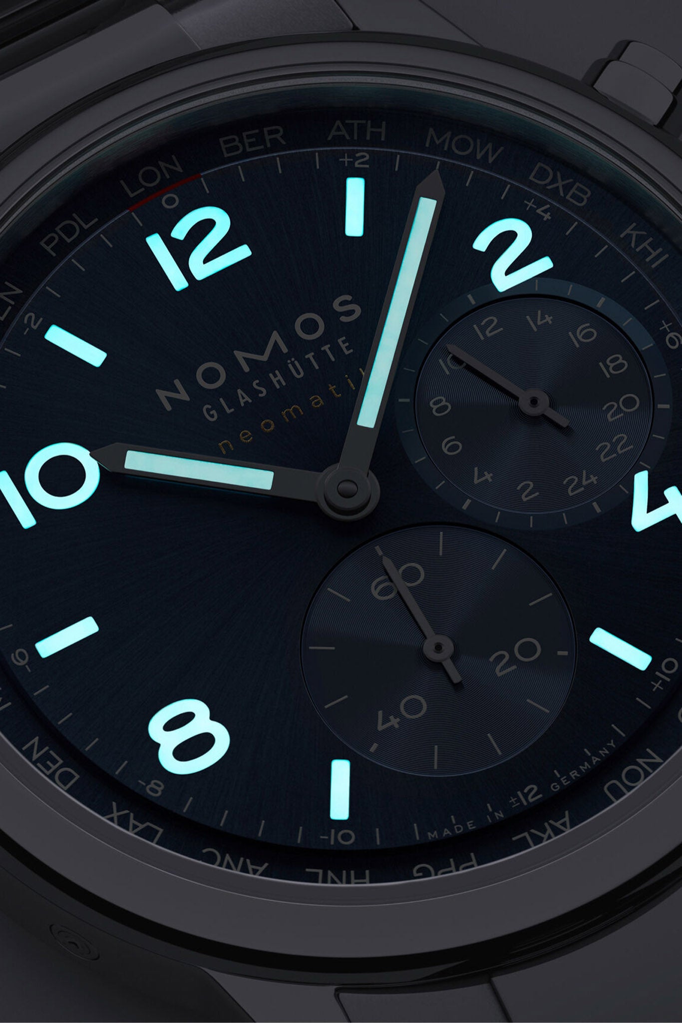 Nomos Glashütte Club Sport Neomatik Worldtimer Blue rannekello
