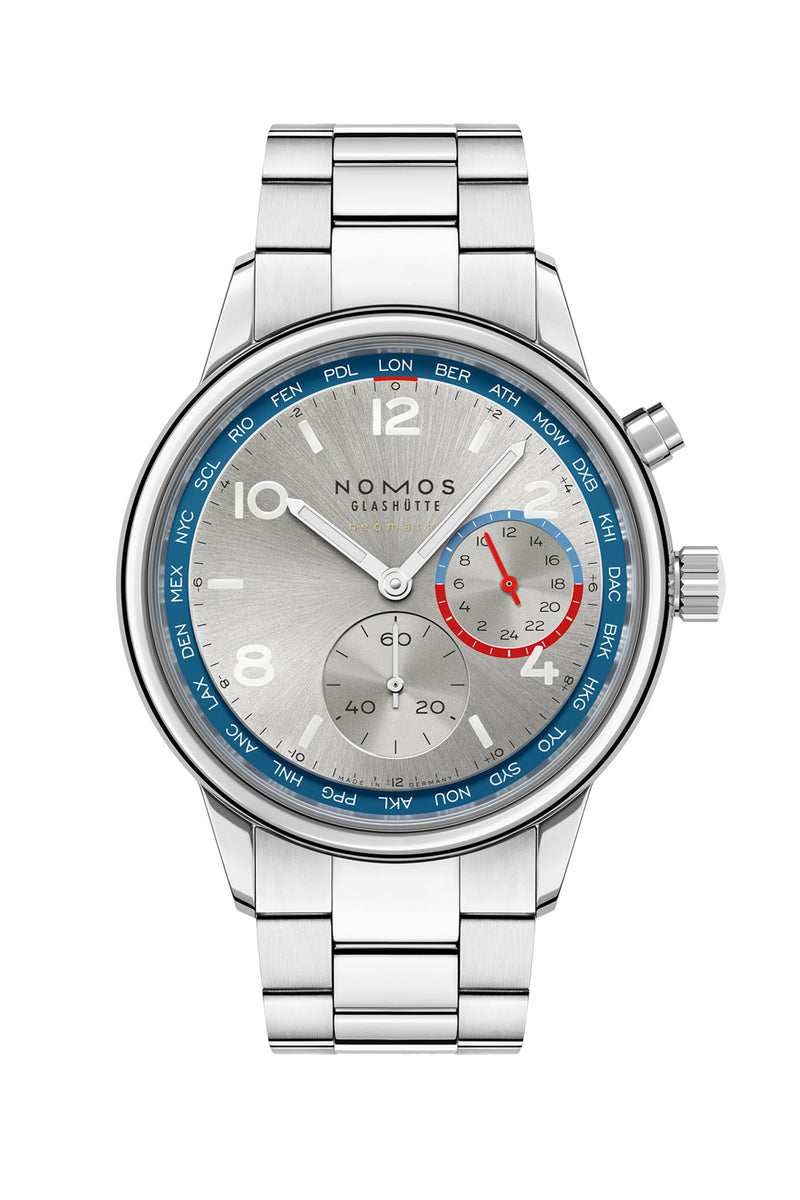 Nomos Glashütte Club Sport Neomatik Worldtimer Silver rannekello 791 tuotekuva
