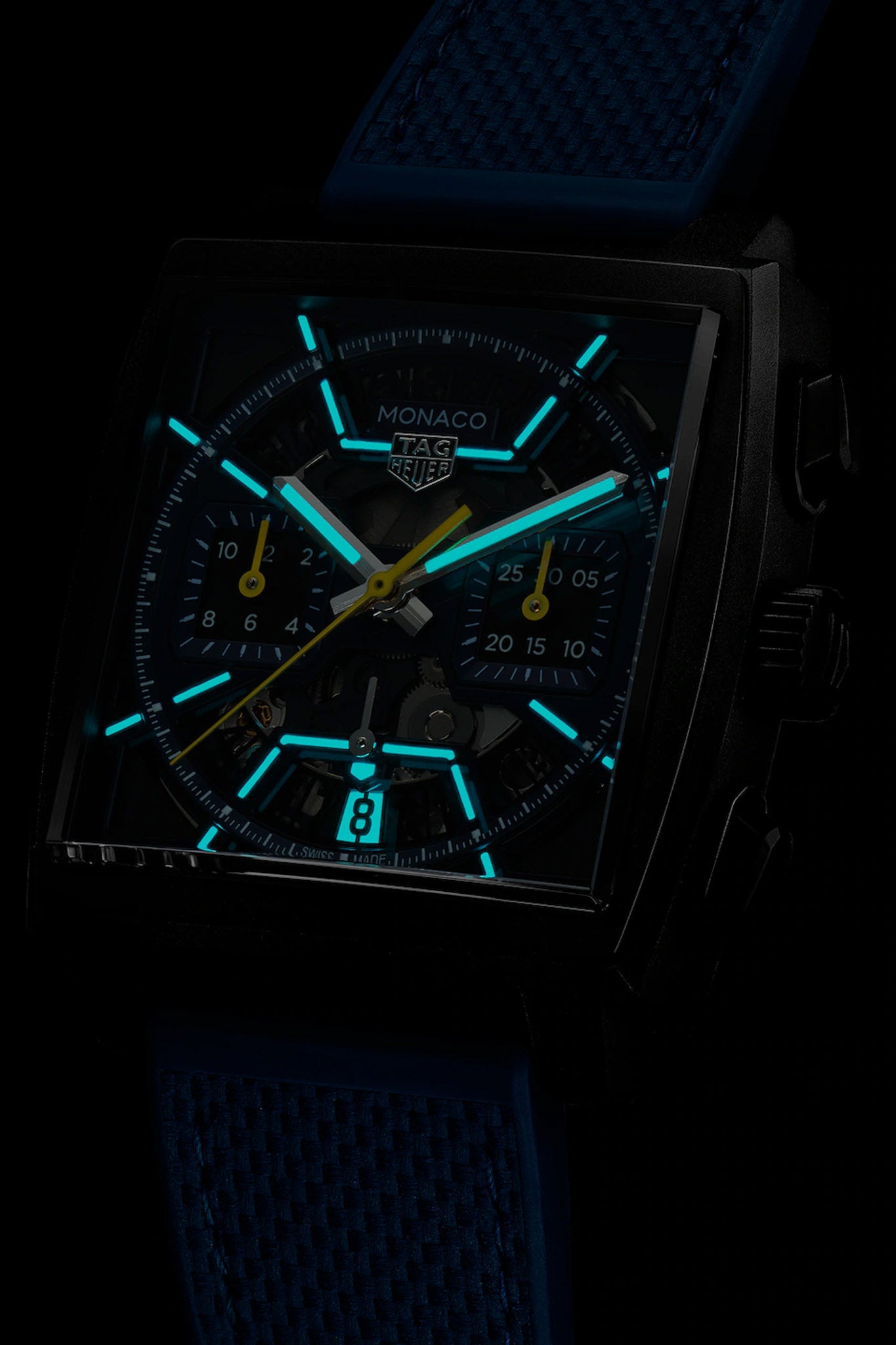 TAG Heuer Monaco Heuer 02 Skeleton Dark Blue rannekello