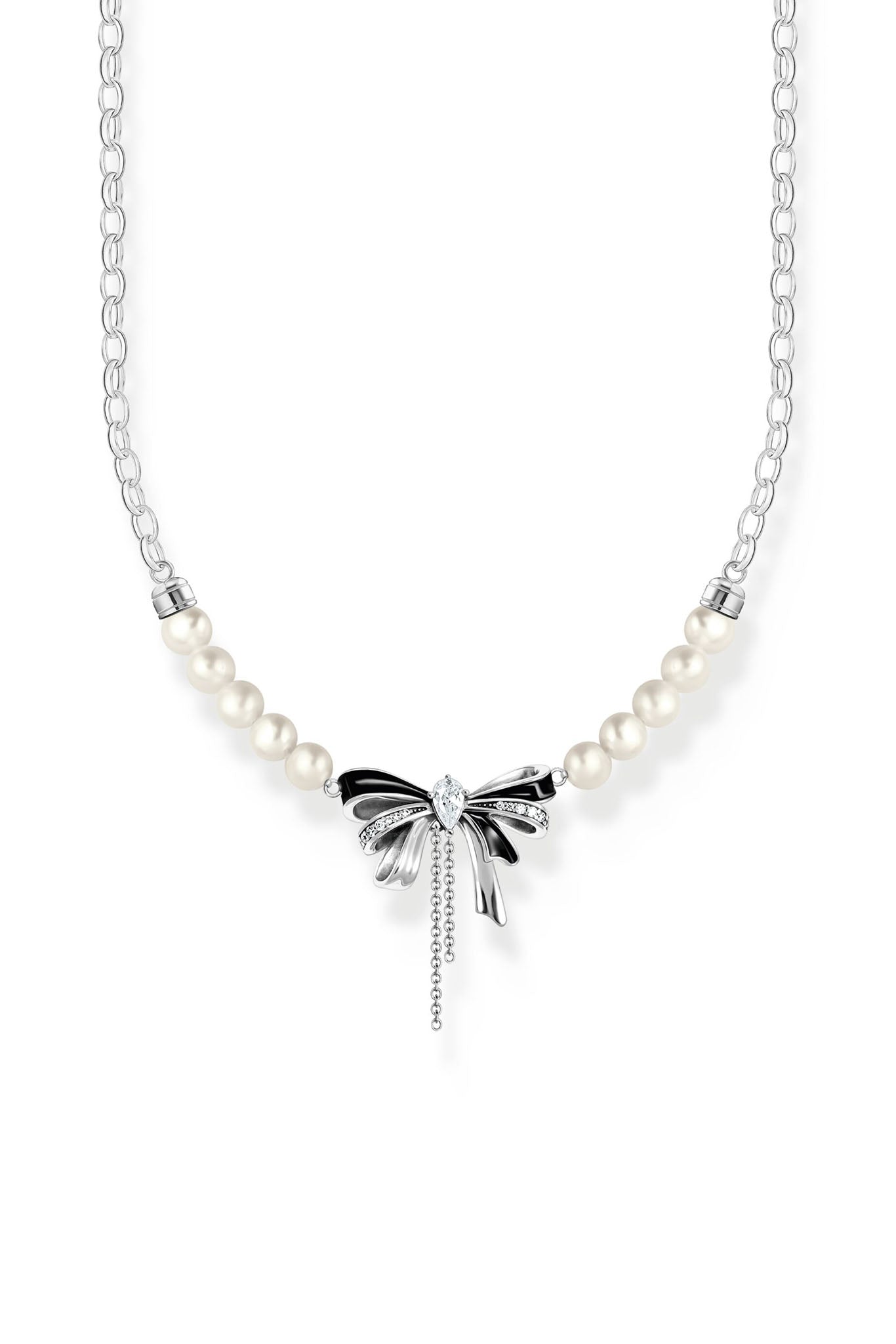 Thomas Sabo Bow rusetti ja helmet hopeinen kaulakoru