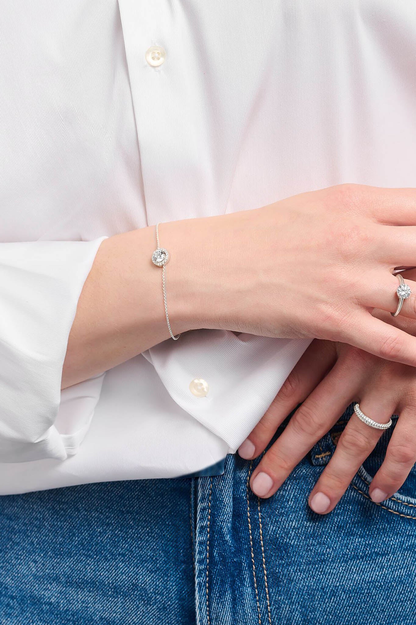 Thomas Sabo Halo Zirconia hopeinen rannekoru