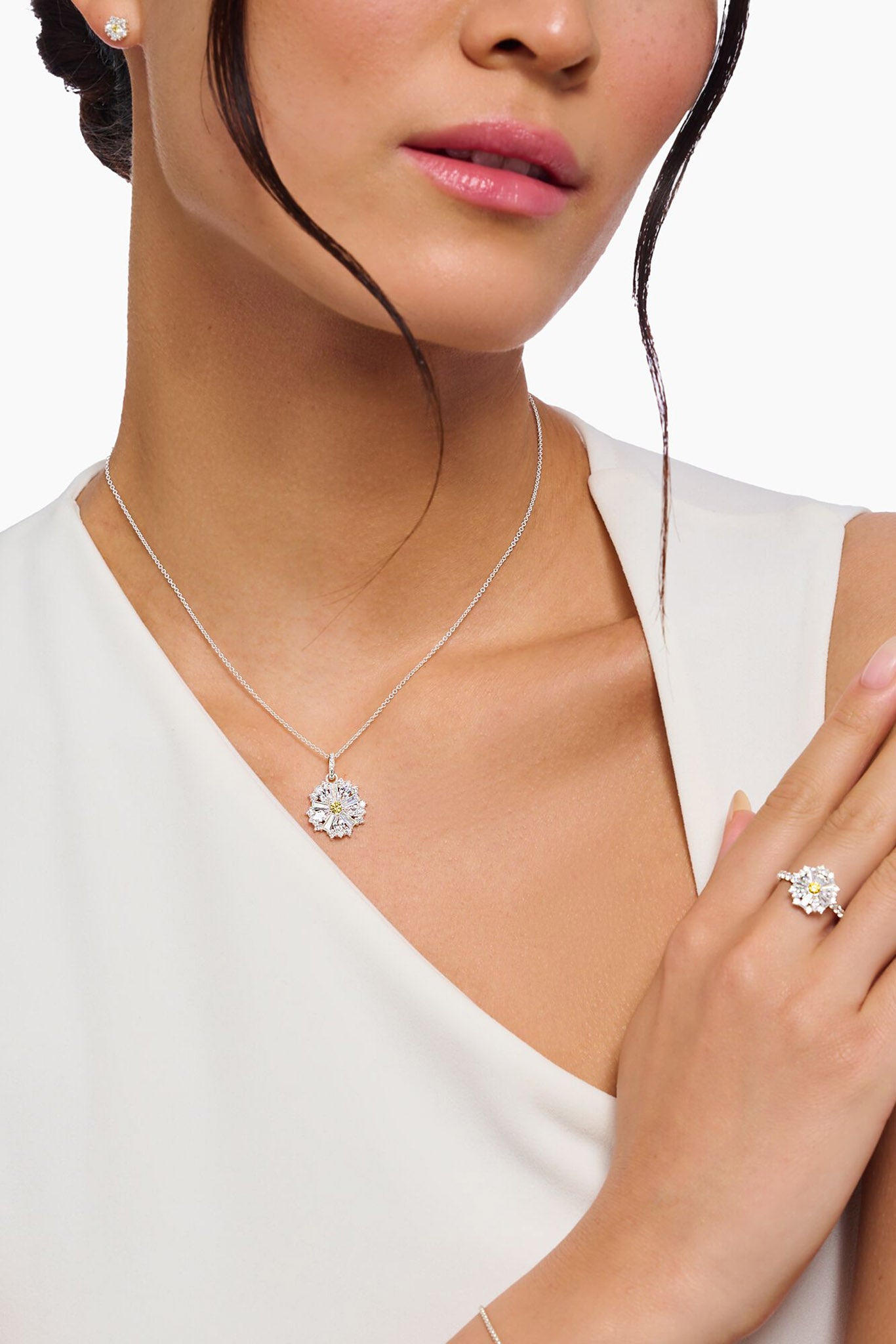 Thomas Sabo Lovely Daisy hopeinen kukka -kaulakoru