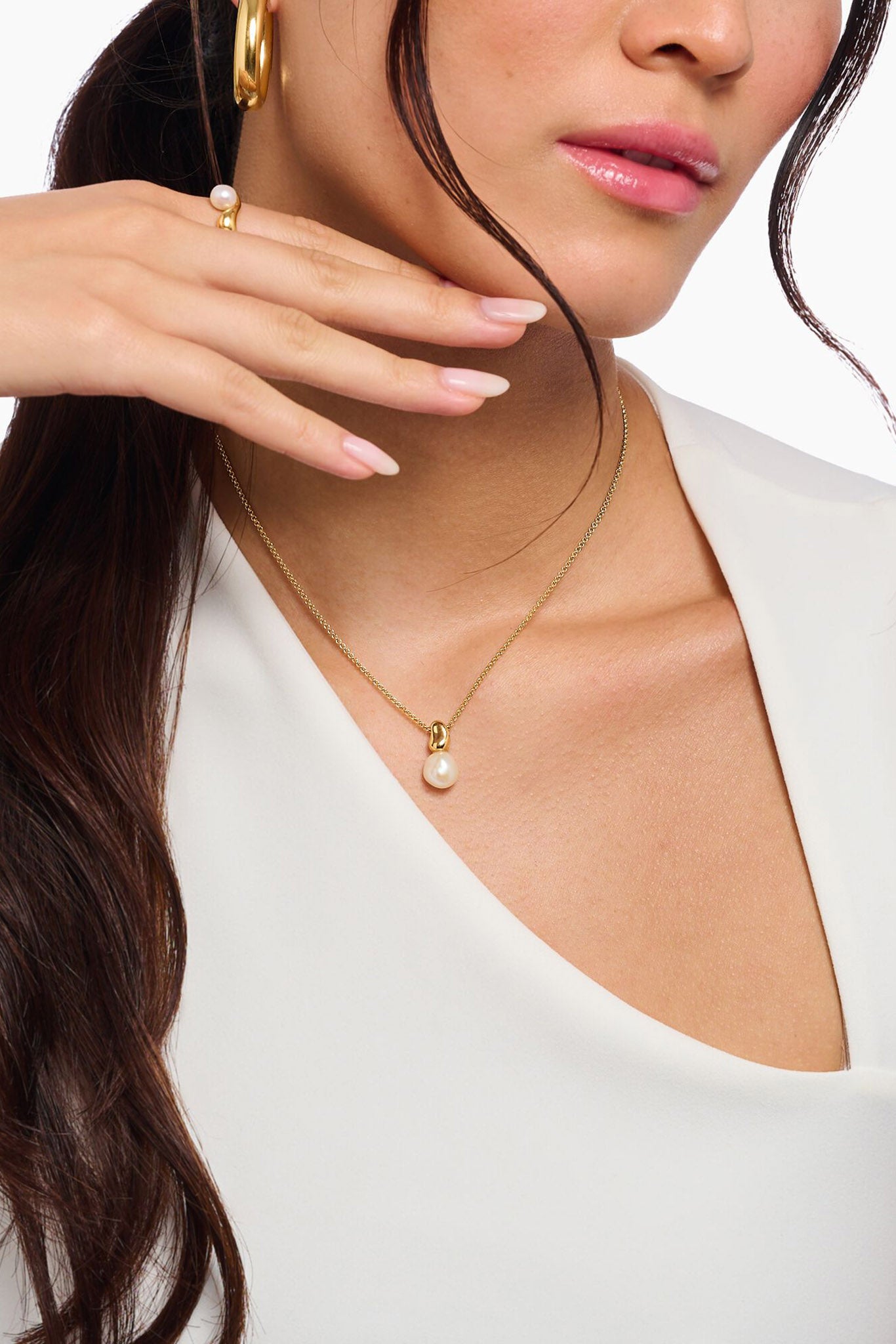 Thomas Sabo Natural beauty hopeinen kullattu helmikaulakoru