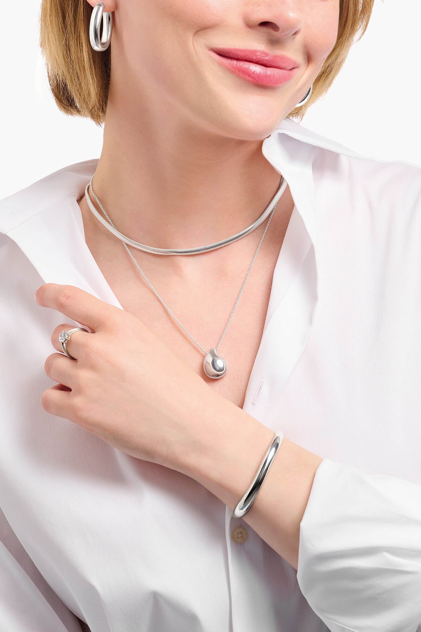 Thomas Sabo Organic Drop hopeinen kaulakoru