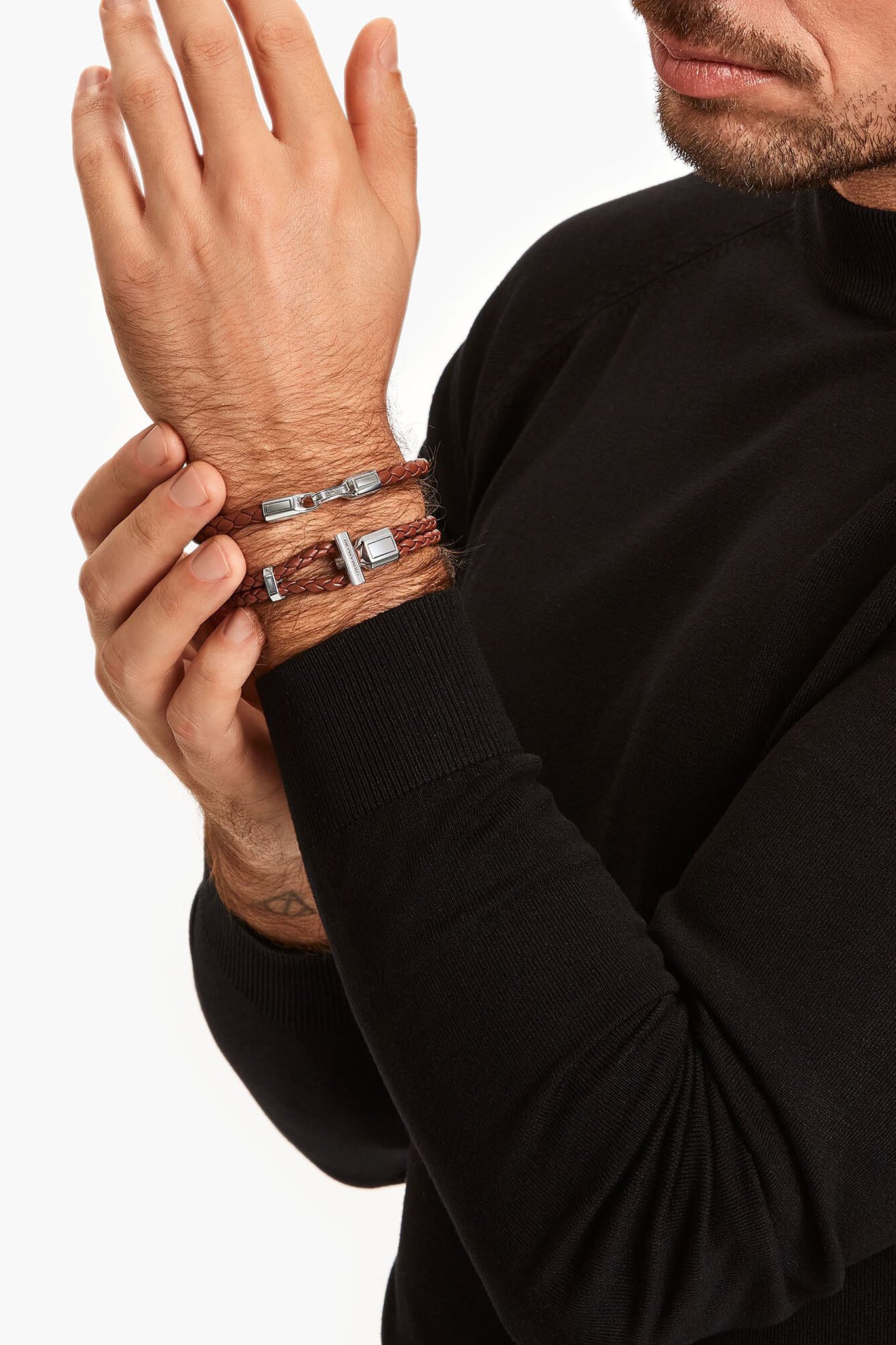 Thomas Sabo ruskea tupla nahkarannekoru