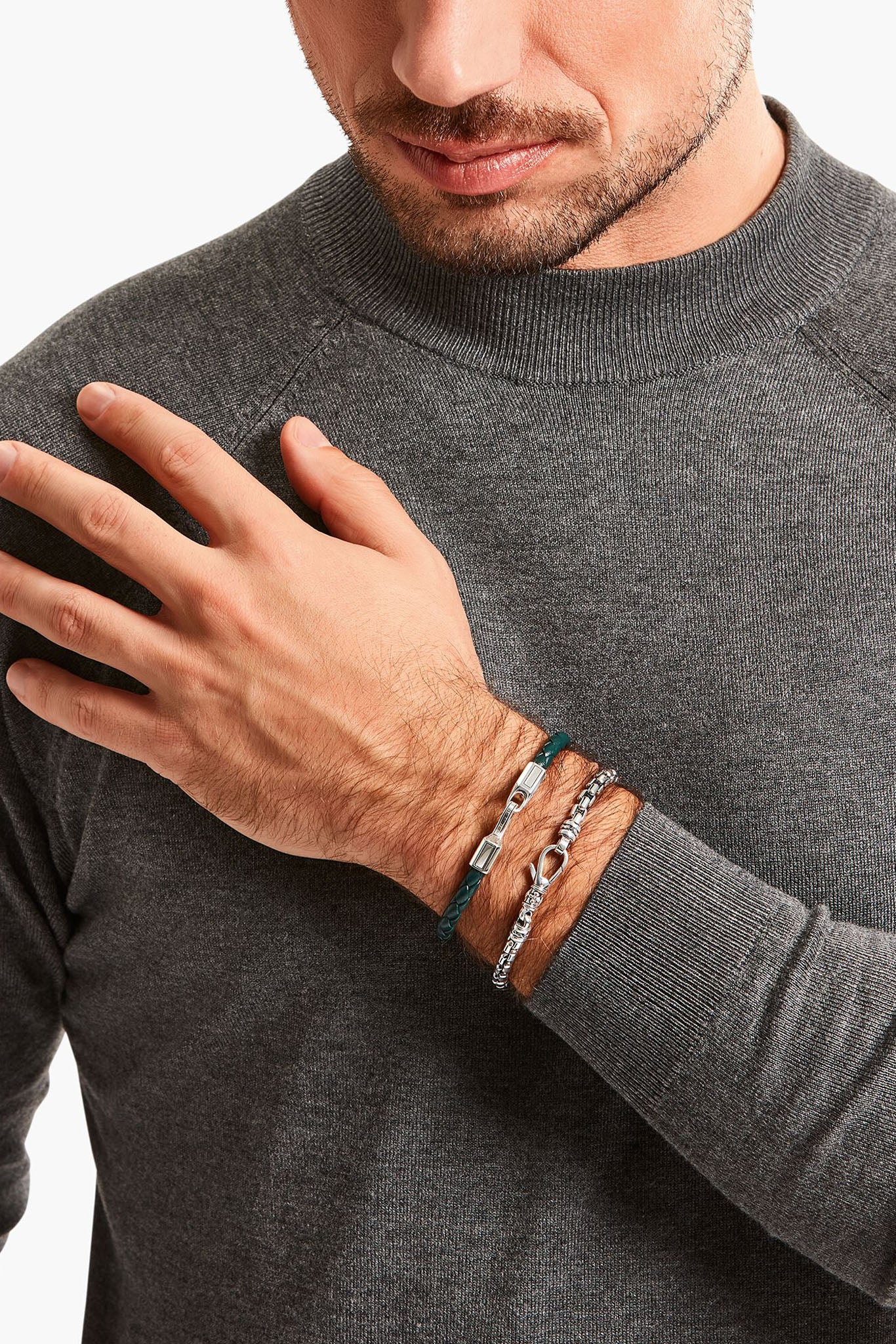 Thomas Sabo vihreä 5mm nahkarannekoru