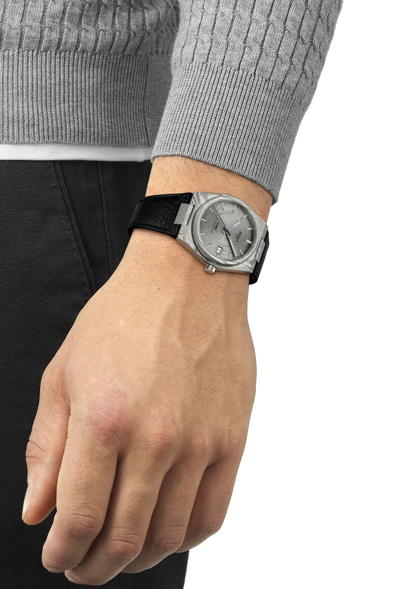 Tissot PRX 38 Powermatic 80 Damascus Steel rannekello