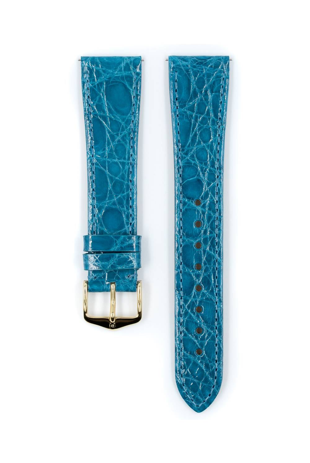 Hirsch Genuine Croco L Turquoise Shiny kellon ranneke 17,00mm