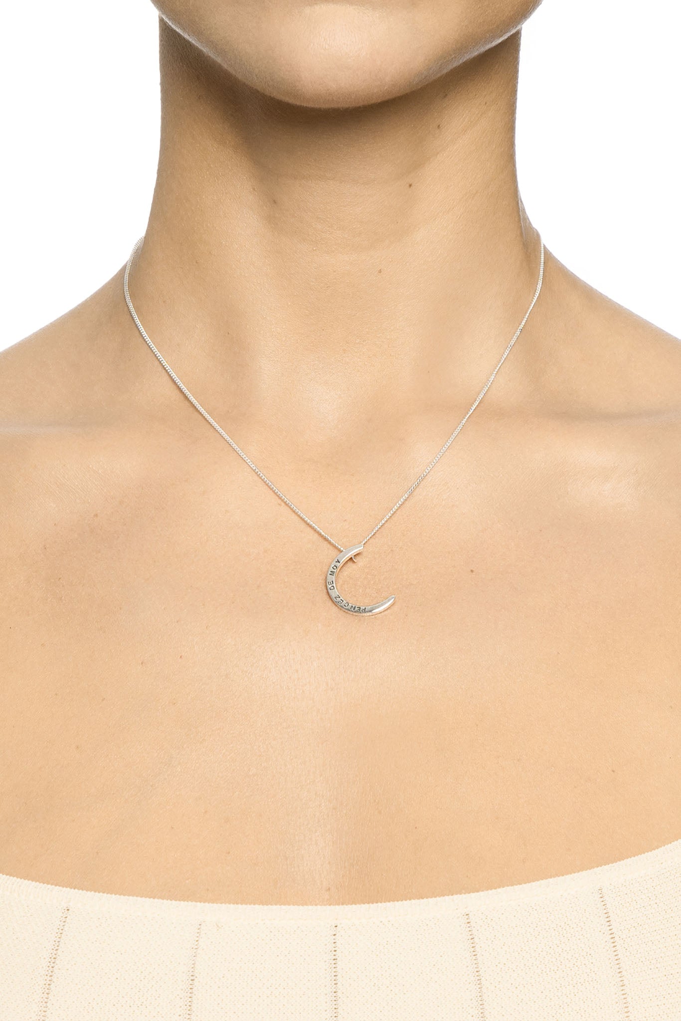 Efva Attling Pencez Moon Necklace hopeinen kaulakoru Säädettävä:40/45cm