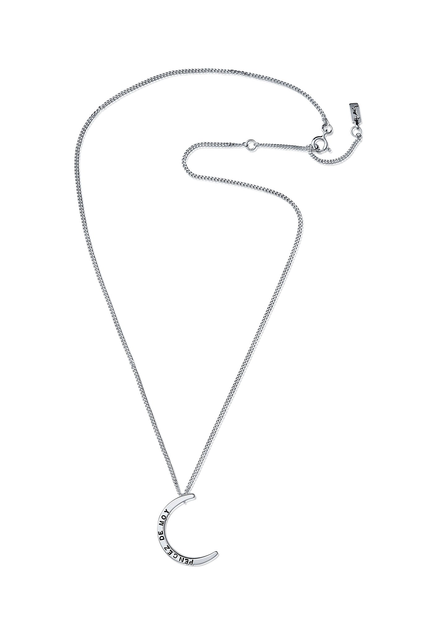 Efva Attling Pencez Moon Necklace hopeinen kaulakoru Säädettävä:40/45cm