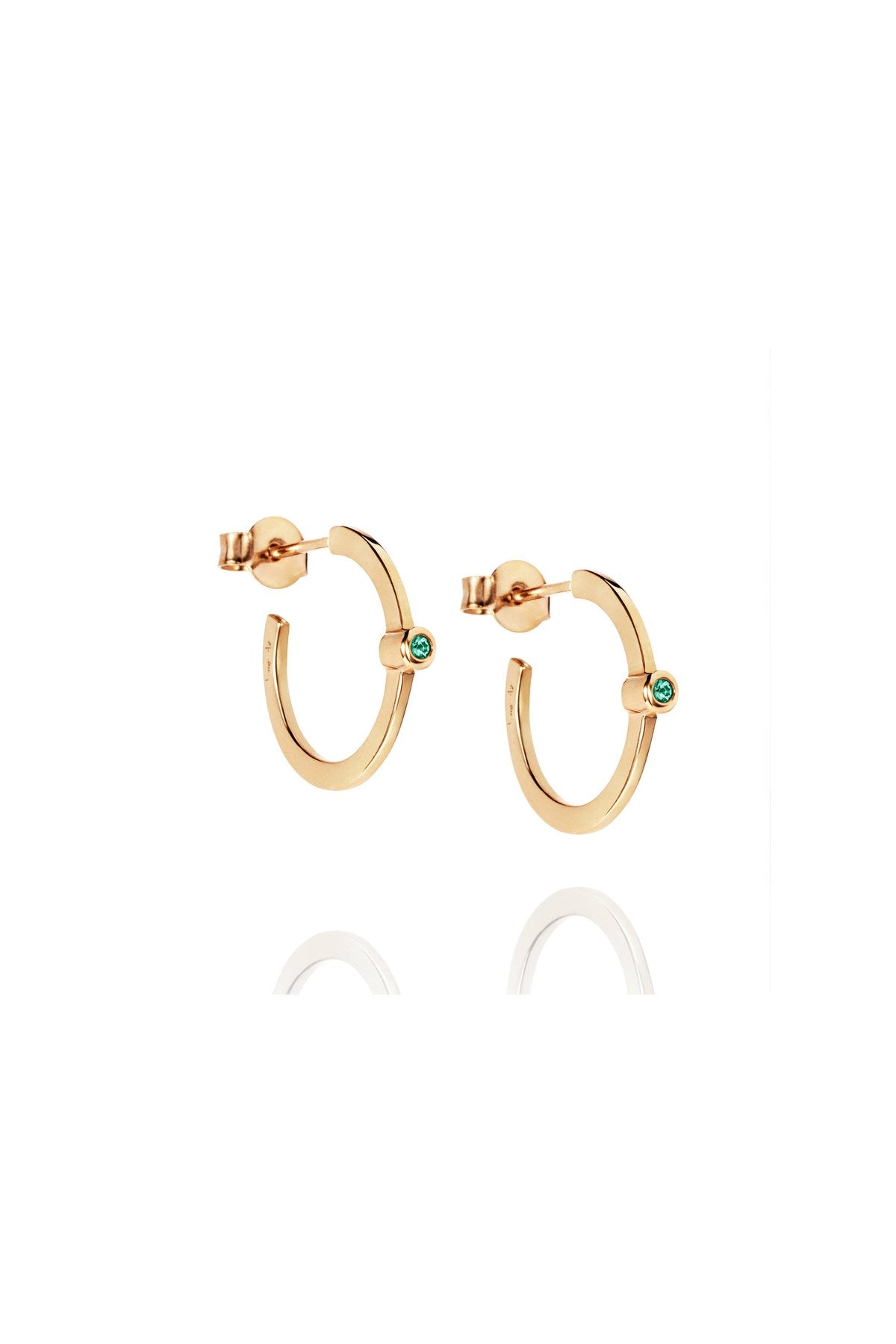 Efva Attling Micro Blink Hoops - Green Emerald kullatut korvakorut