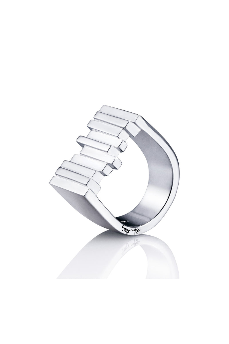 Efva Attling Stairway To Heaven Signet hopeinen sinettisormus 13-100-02034 tuotekuva