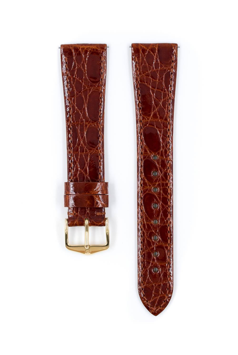 Hirsch Genuine Croco L Golden Brown Shiny kellon ranneke 18,00mm